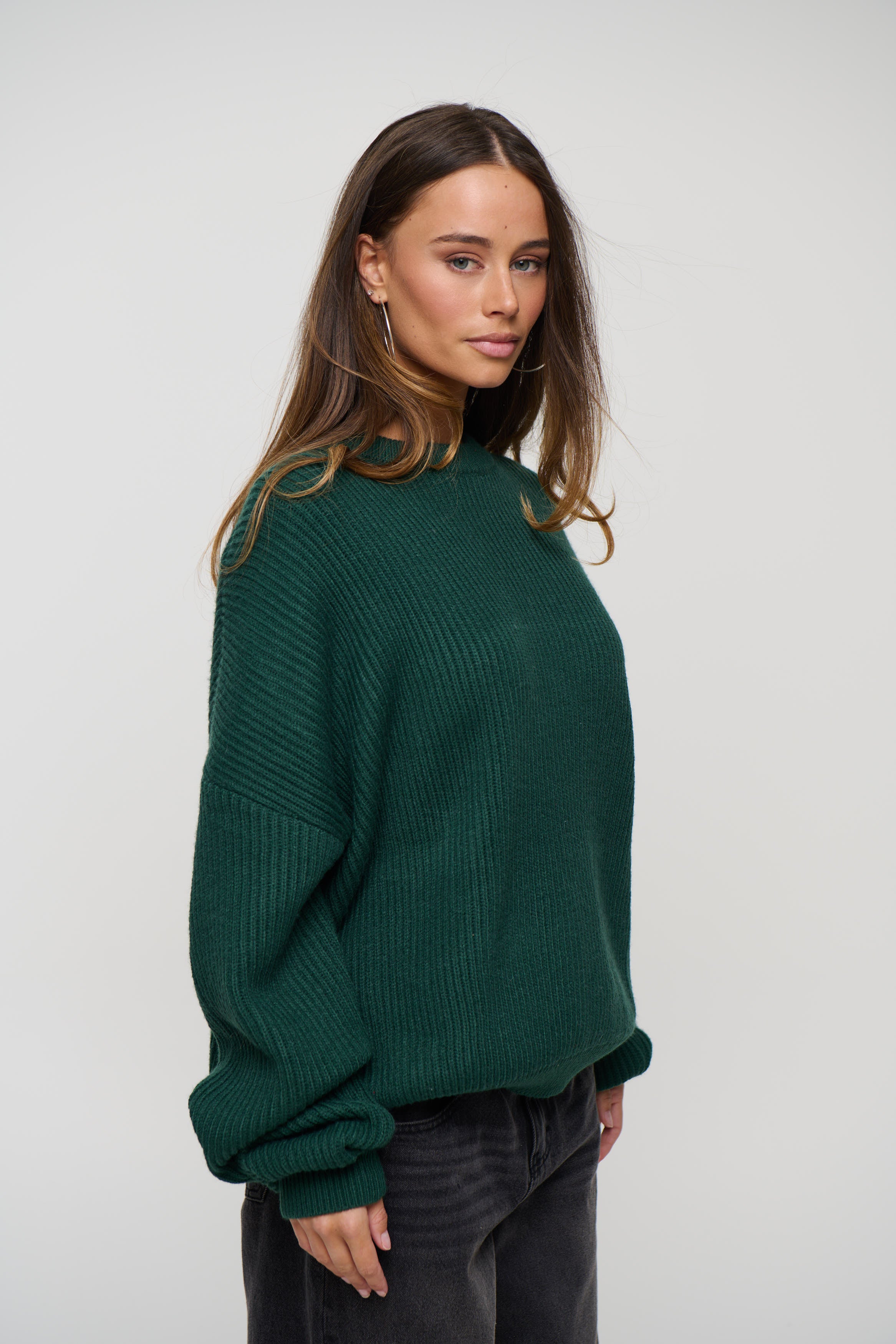 Unisex Drop Sleeve Heavy Knit Emerald