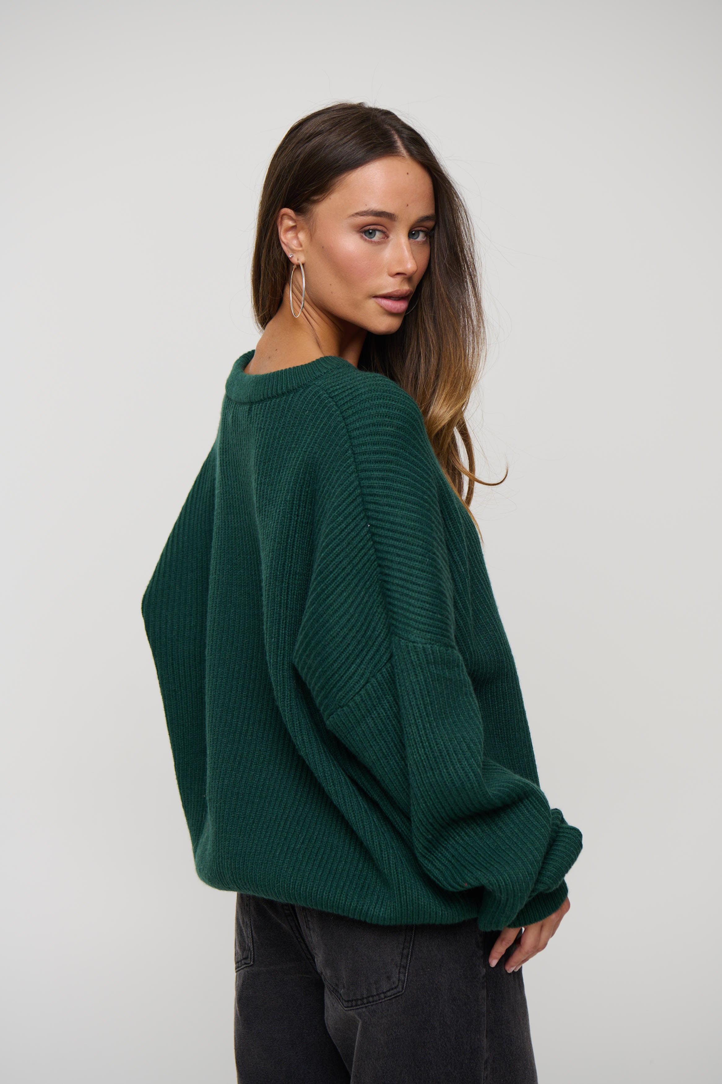 Unisex Drop Sleeve Heavy Knit Emerald
