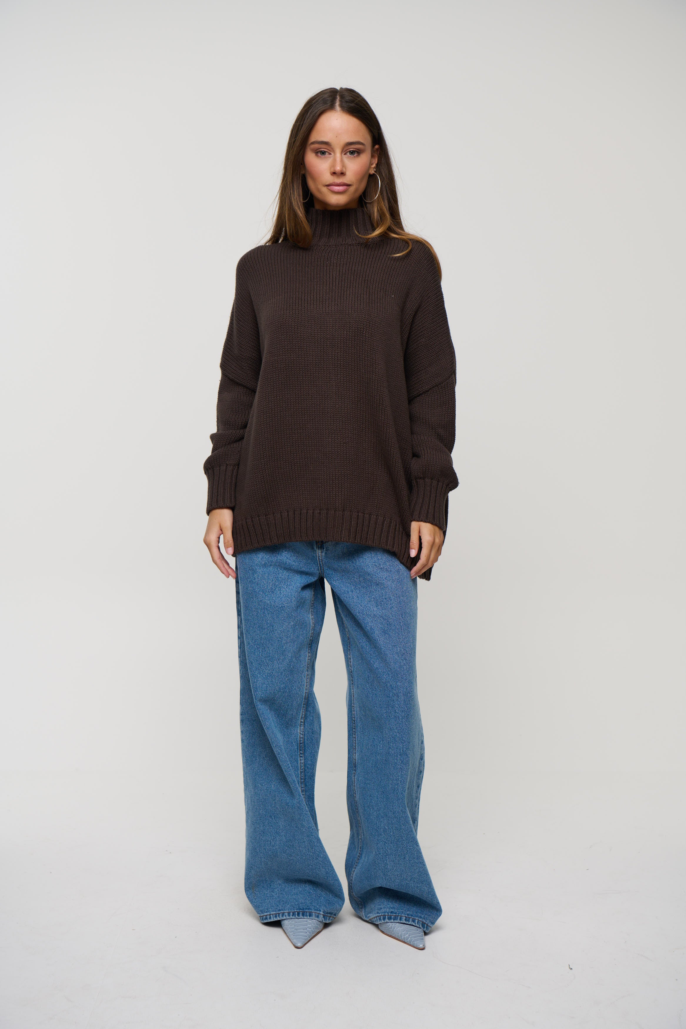 Layla Funnel Neck Knit Chocolate
