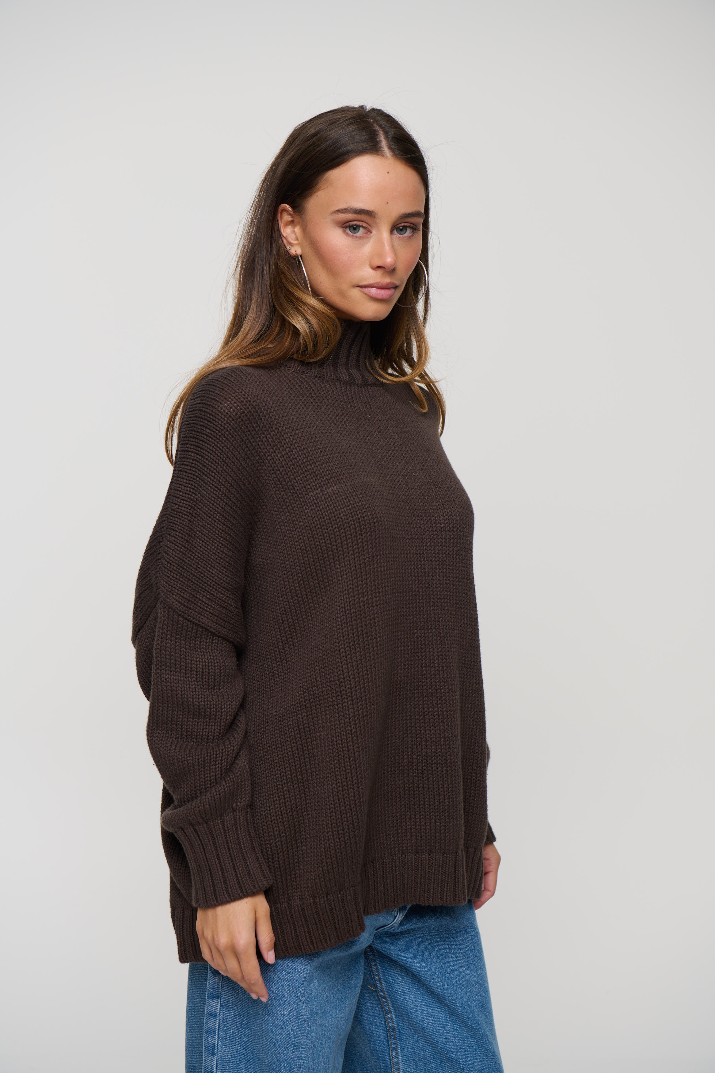 Layla Funnel Neck Knit Chocolate