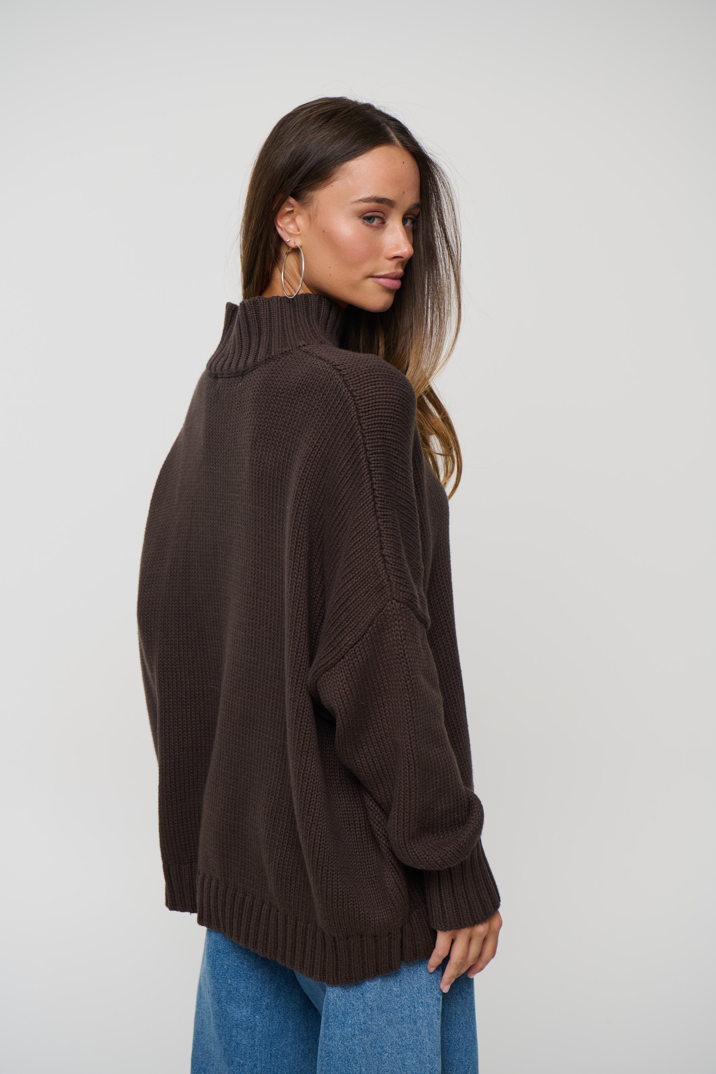 Layla Funnel Neck Knit Chocolate