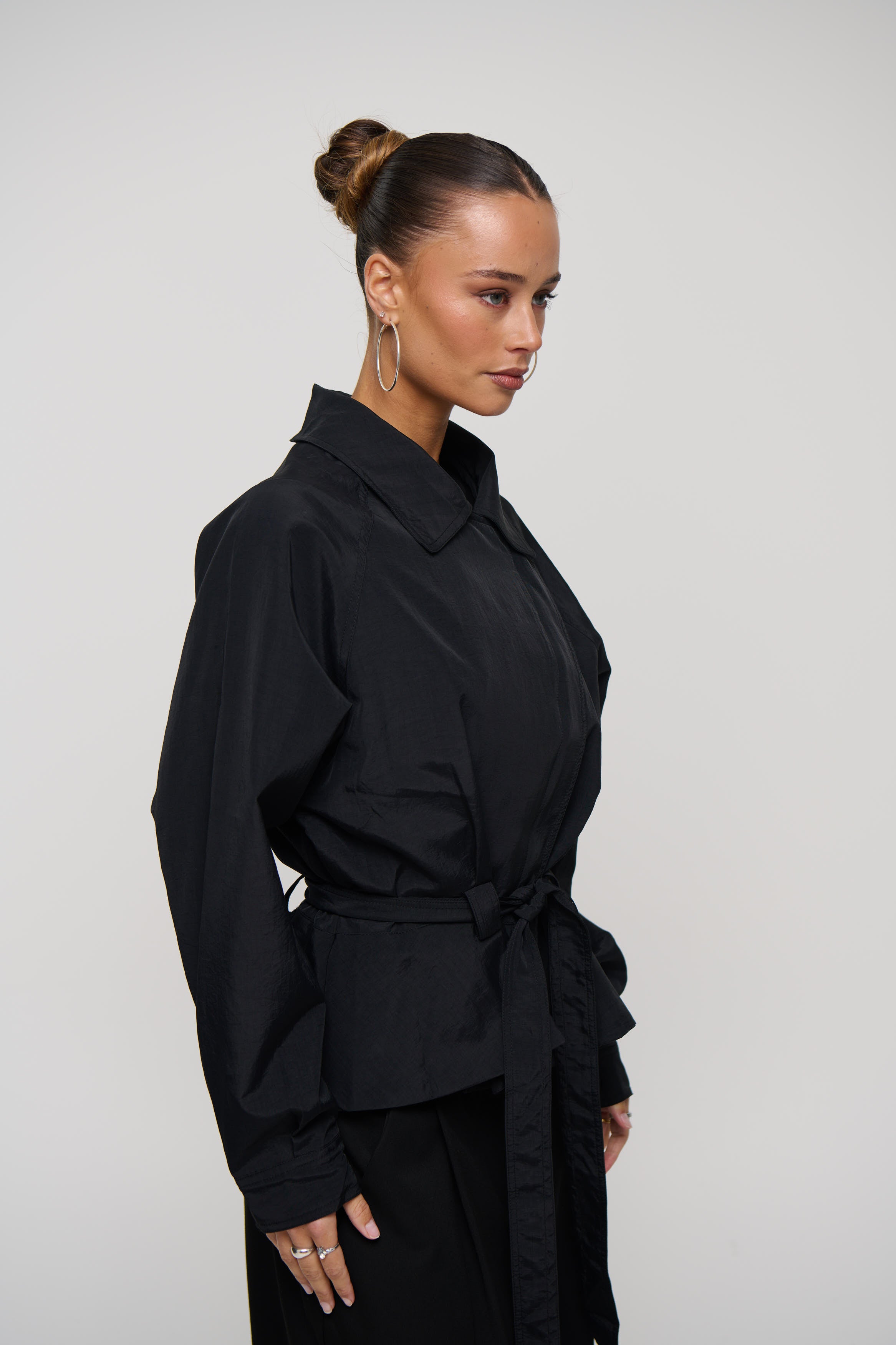 Gigi Cropped Trench Black