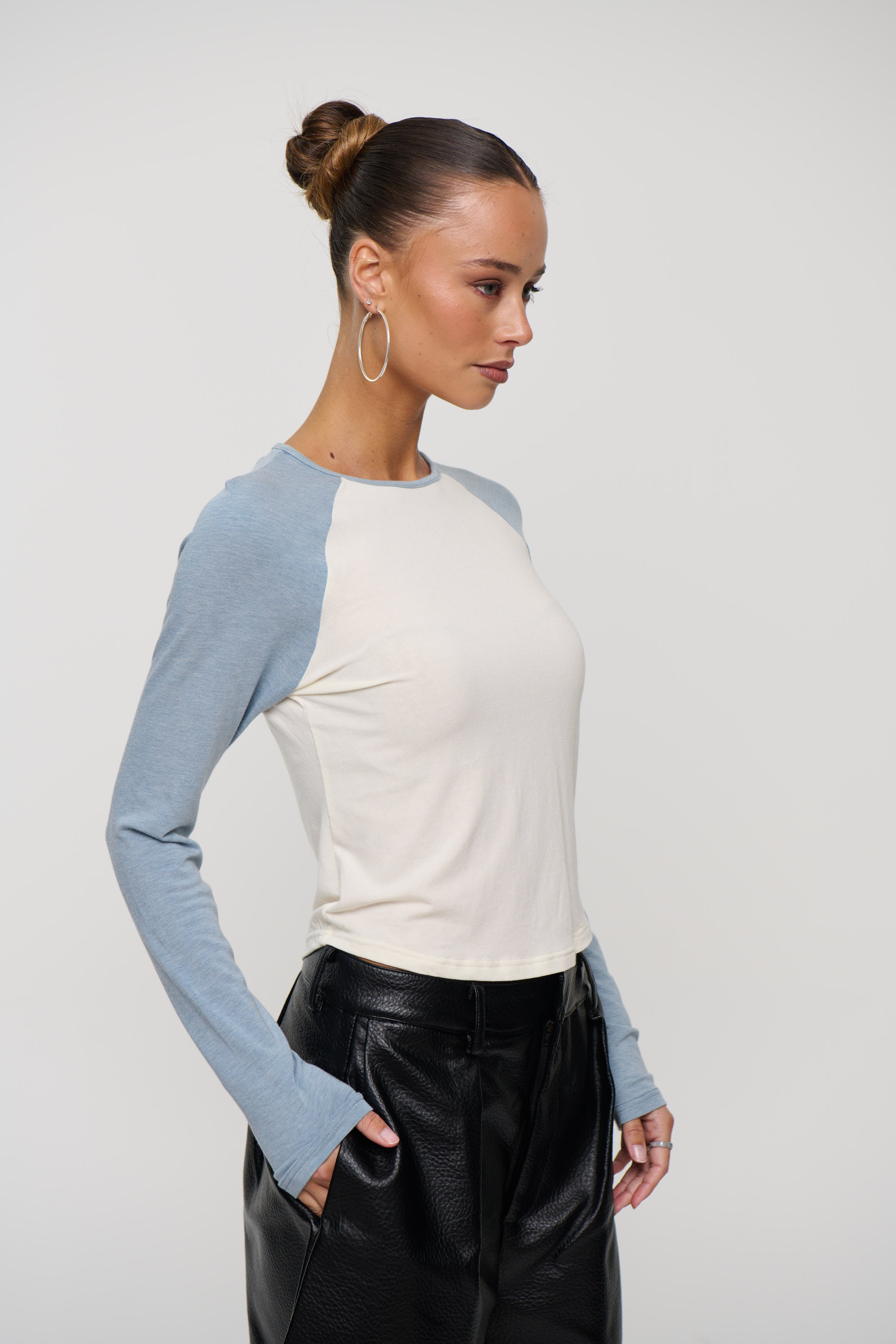 Aluna Long Sleeve Blue/Beige