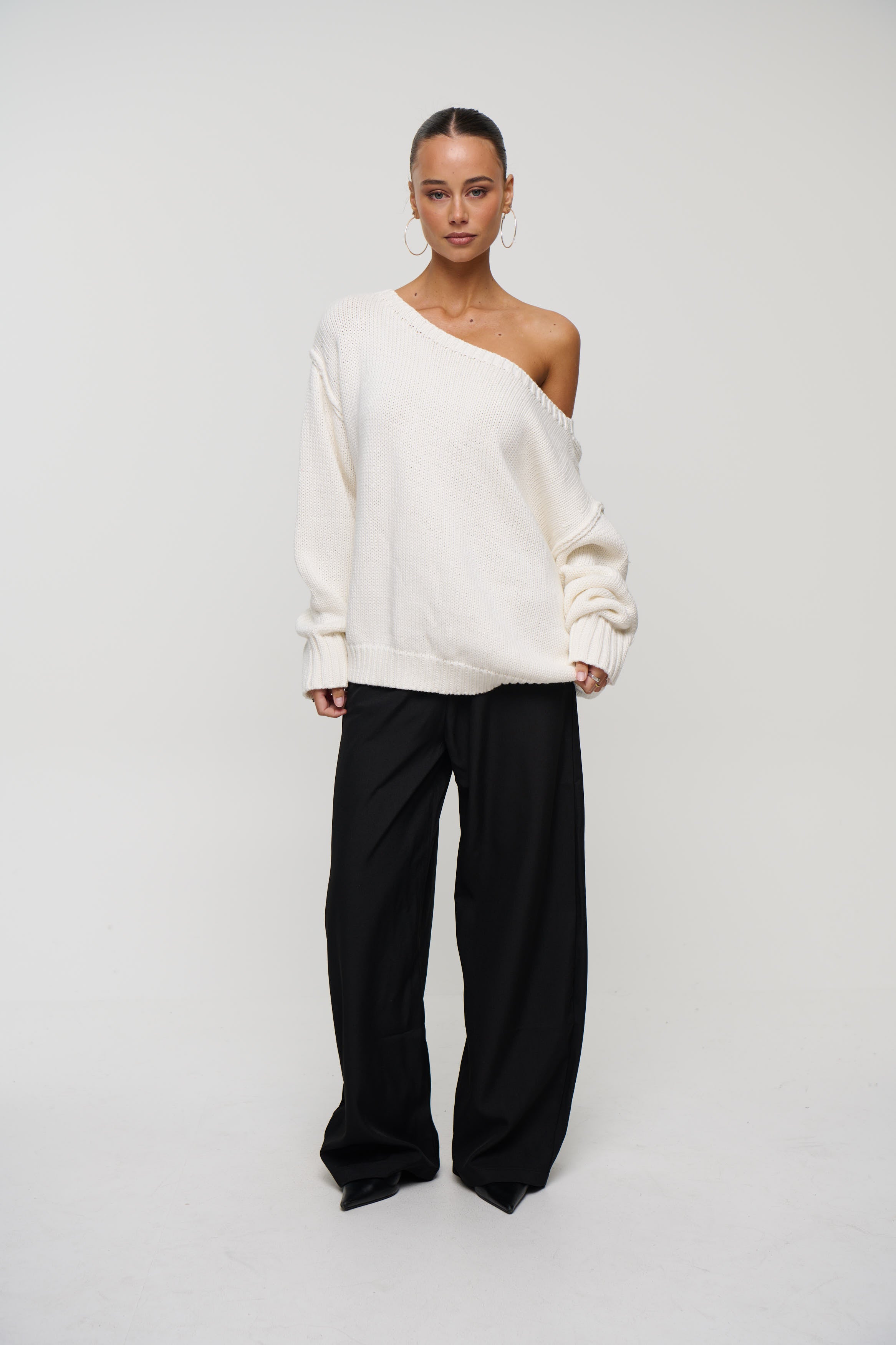 Alissa Off The Shoulder Knit Beige