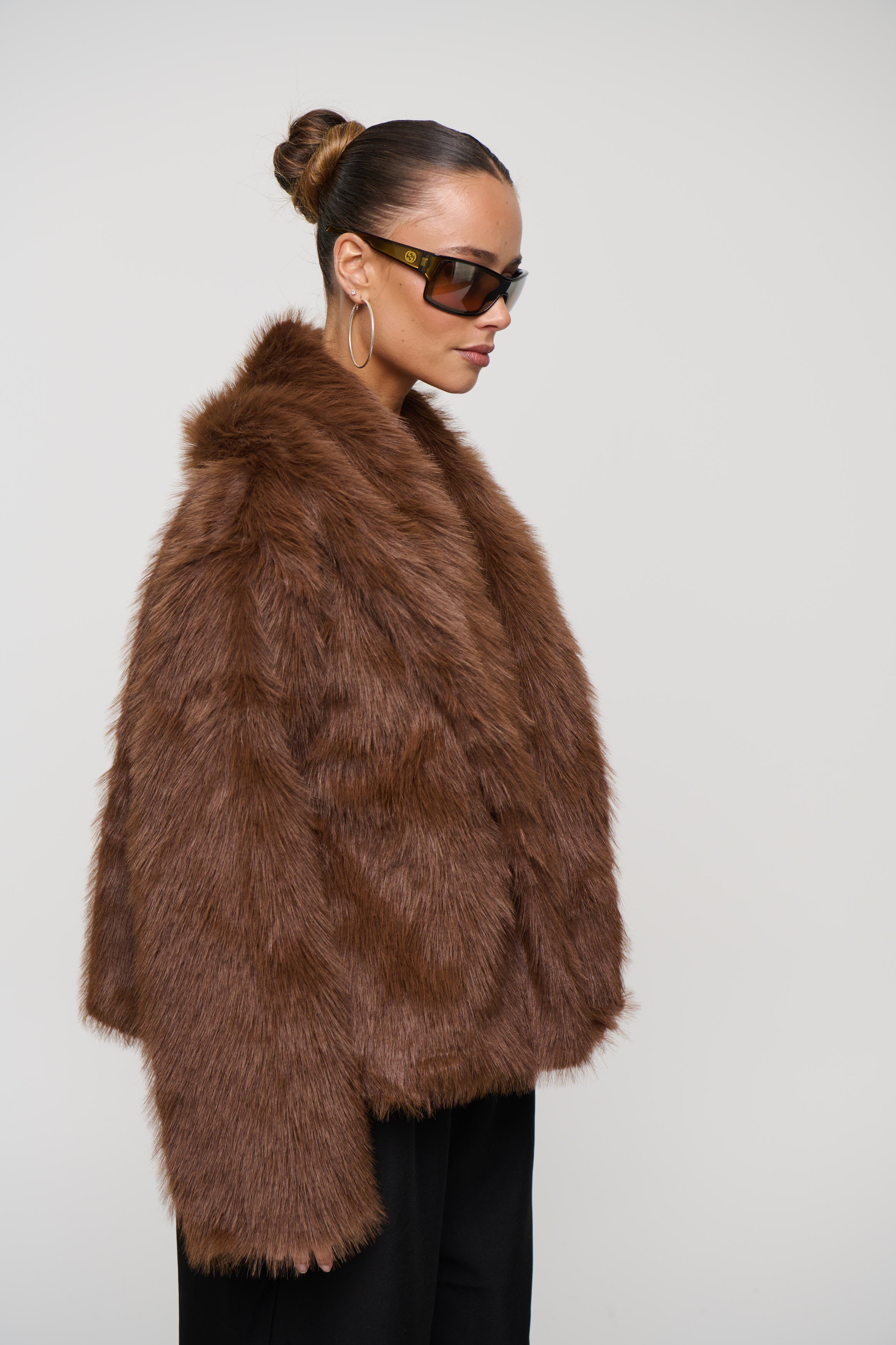 Raya Faux Fur Coat Coffee