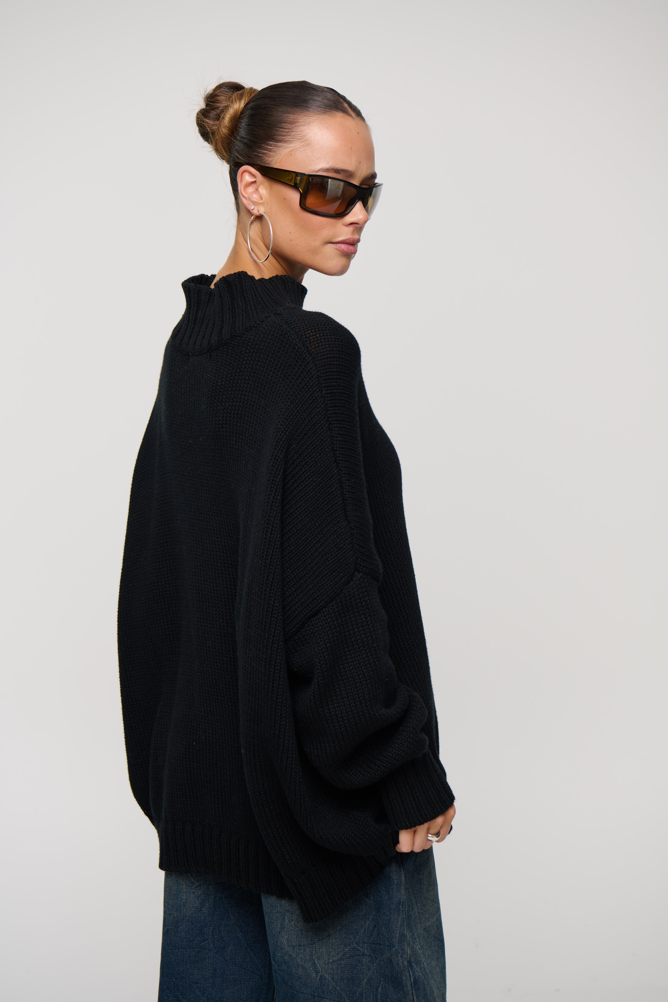 Layla Funnel Neck Knit Black