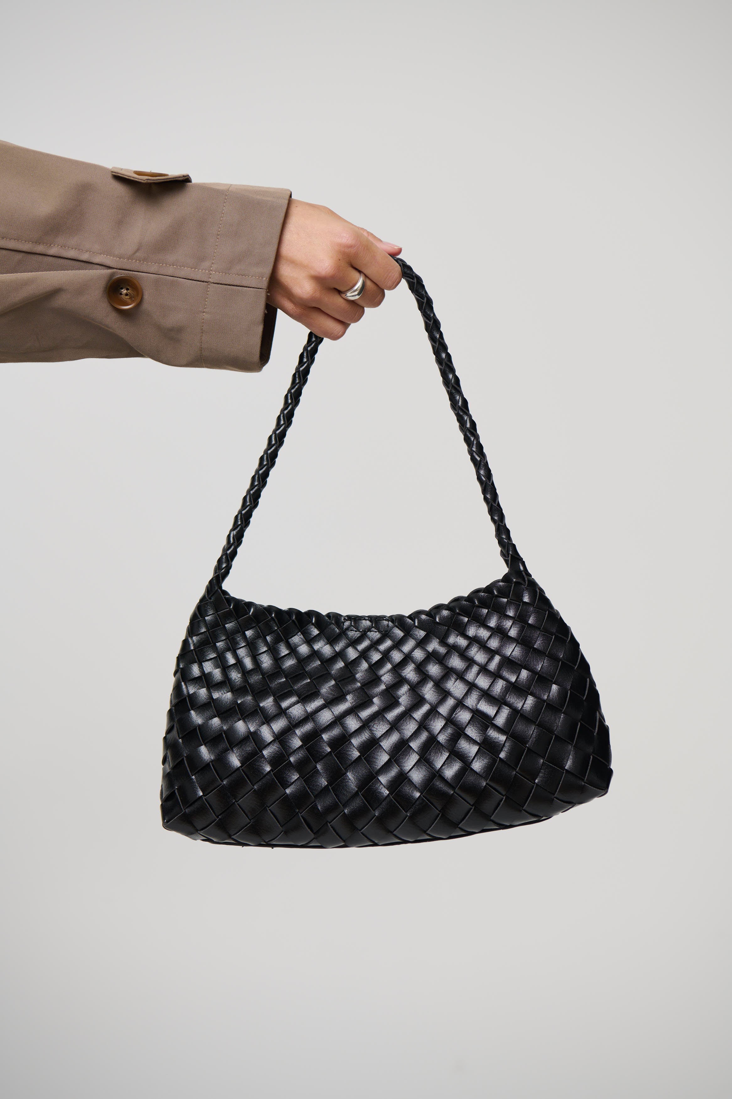 Misha Woven Shoulder Bag Black