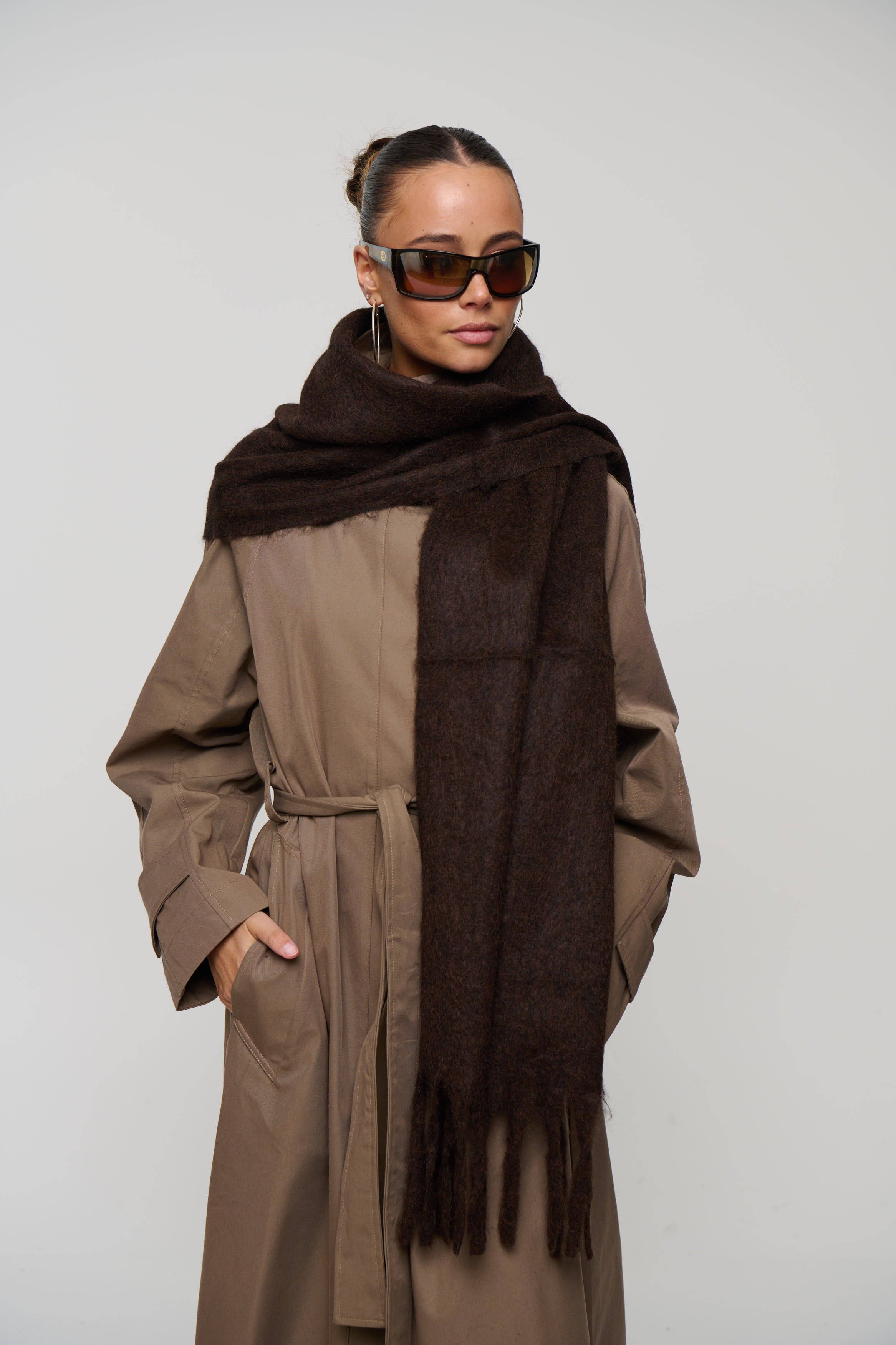 Ilaria Fluffy Scarf Chocolate