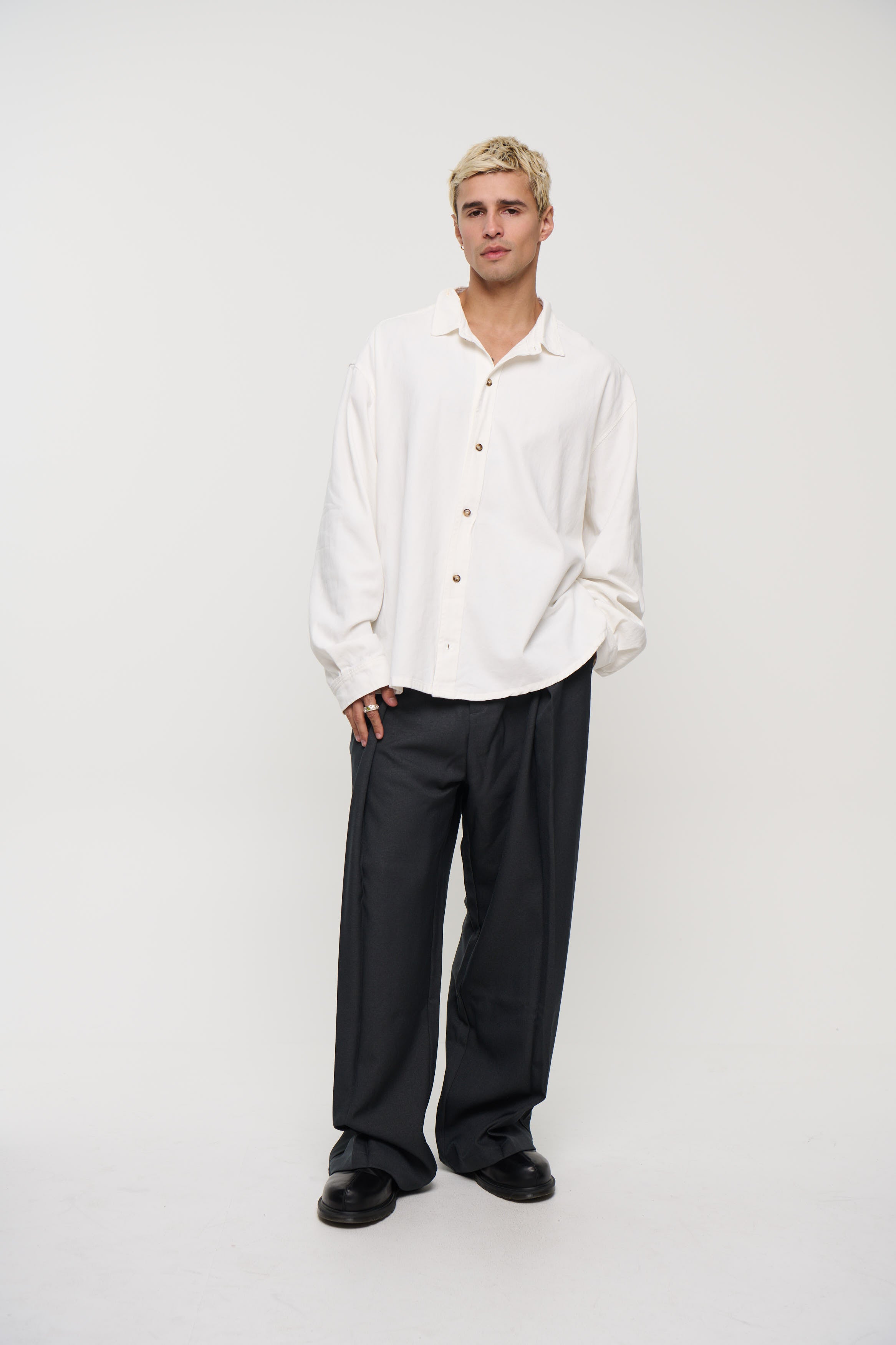 Phillip Washed Cotton Overshirt White
