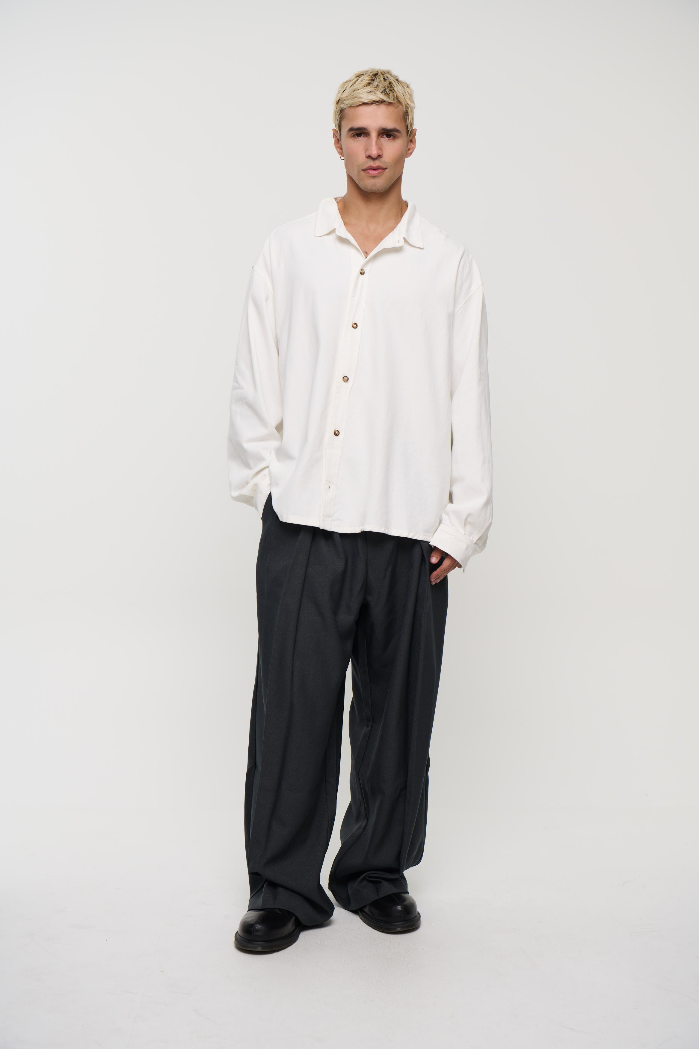 Phillip Washed Cotton Overshirt White