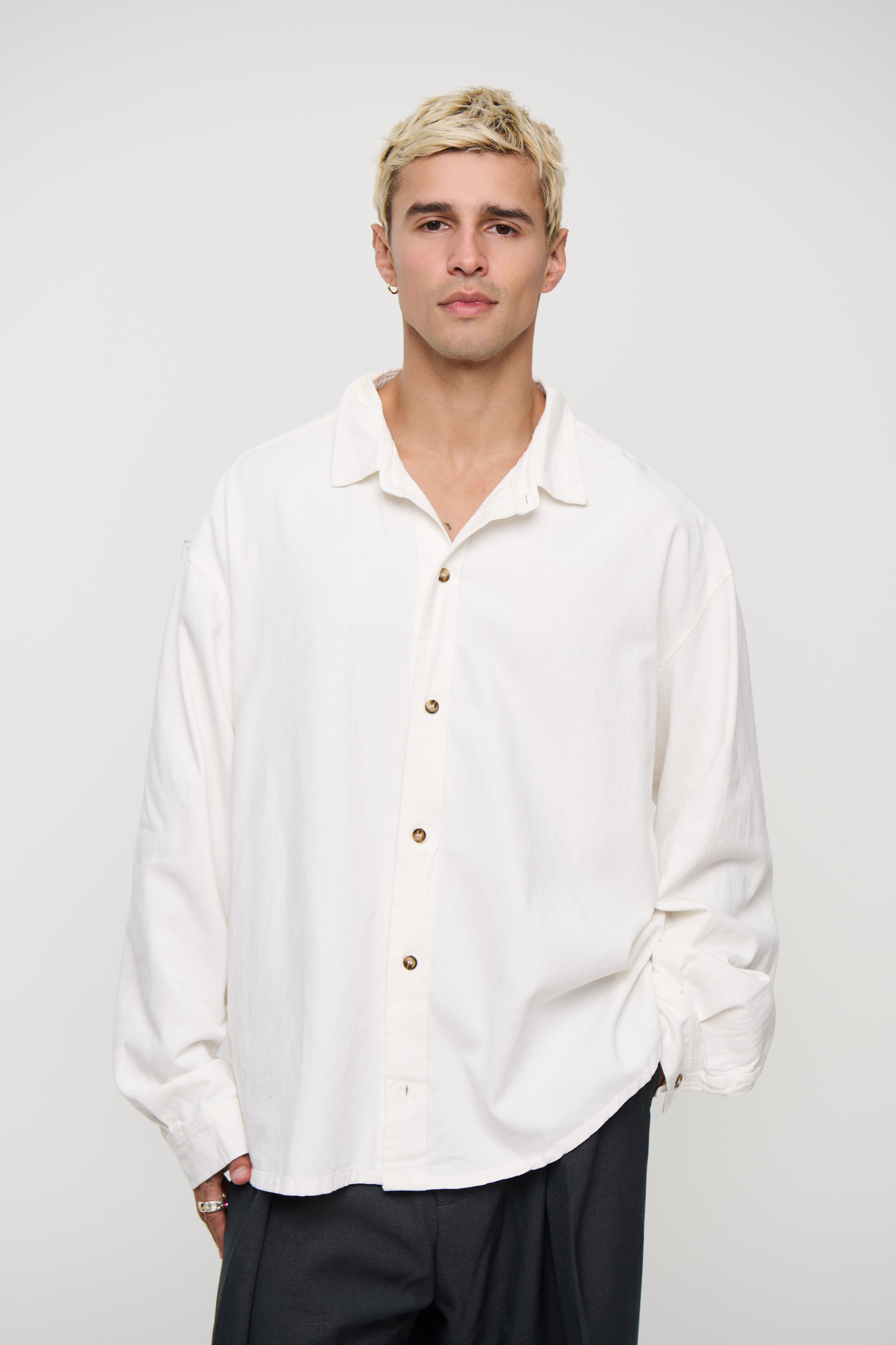 Phillip Washed Cotton Overshirt White