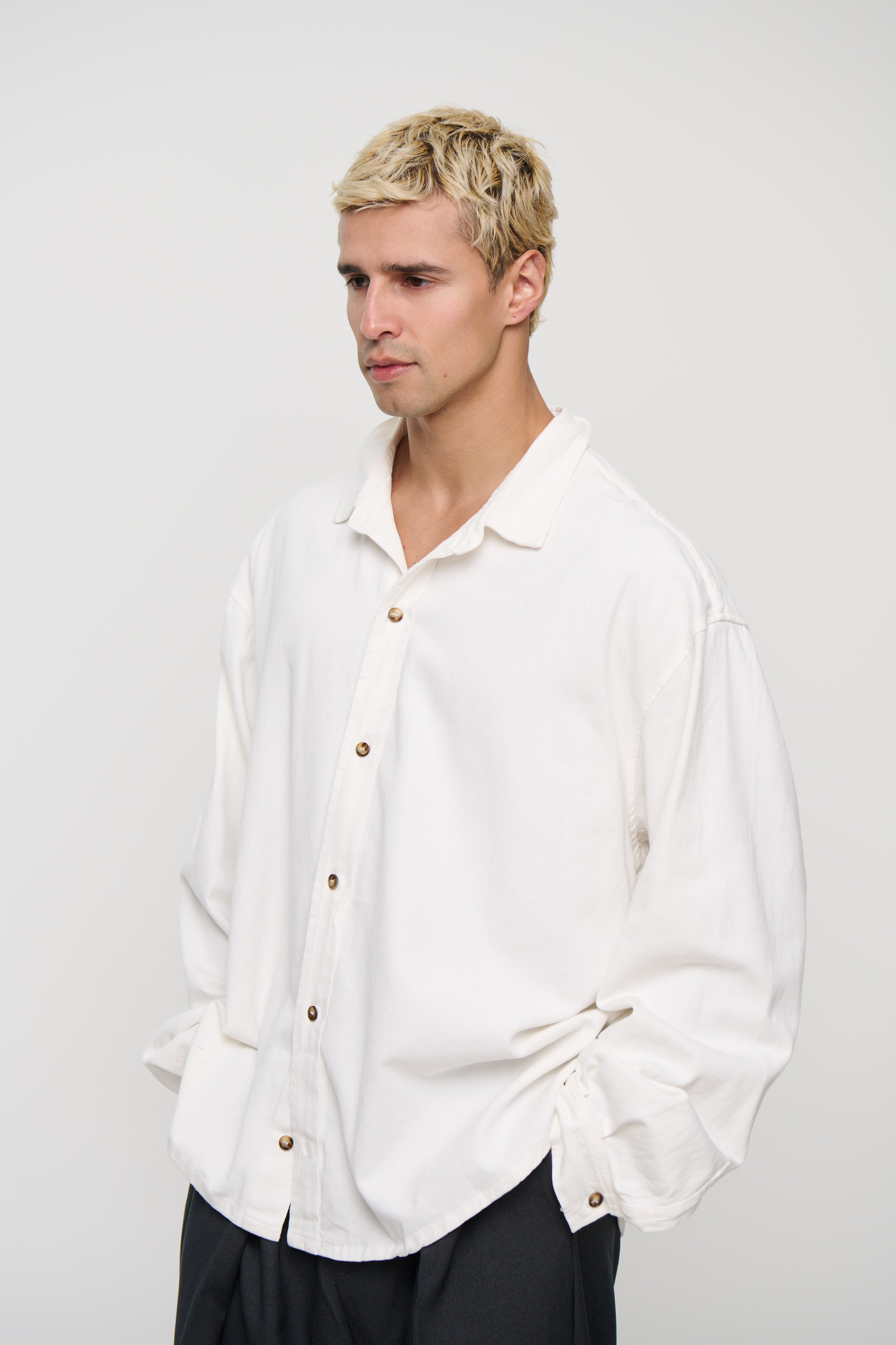 Phillip Washed Cotton Overshirt White