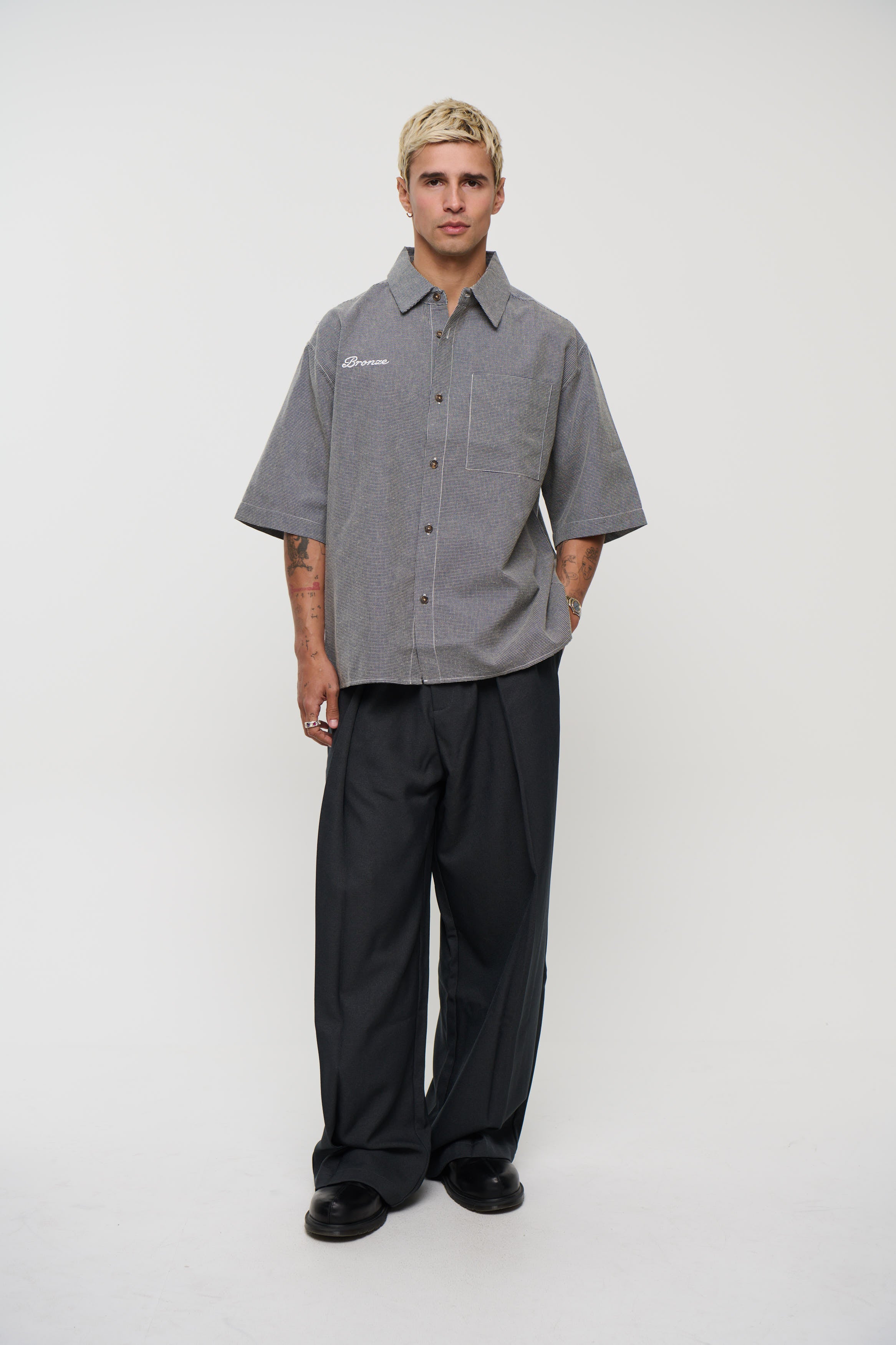Scott Shirt Check Blue Embroidery