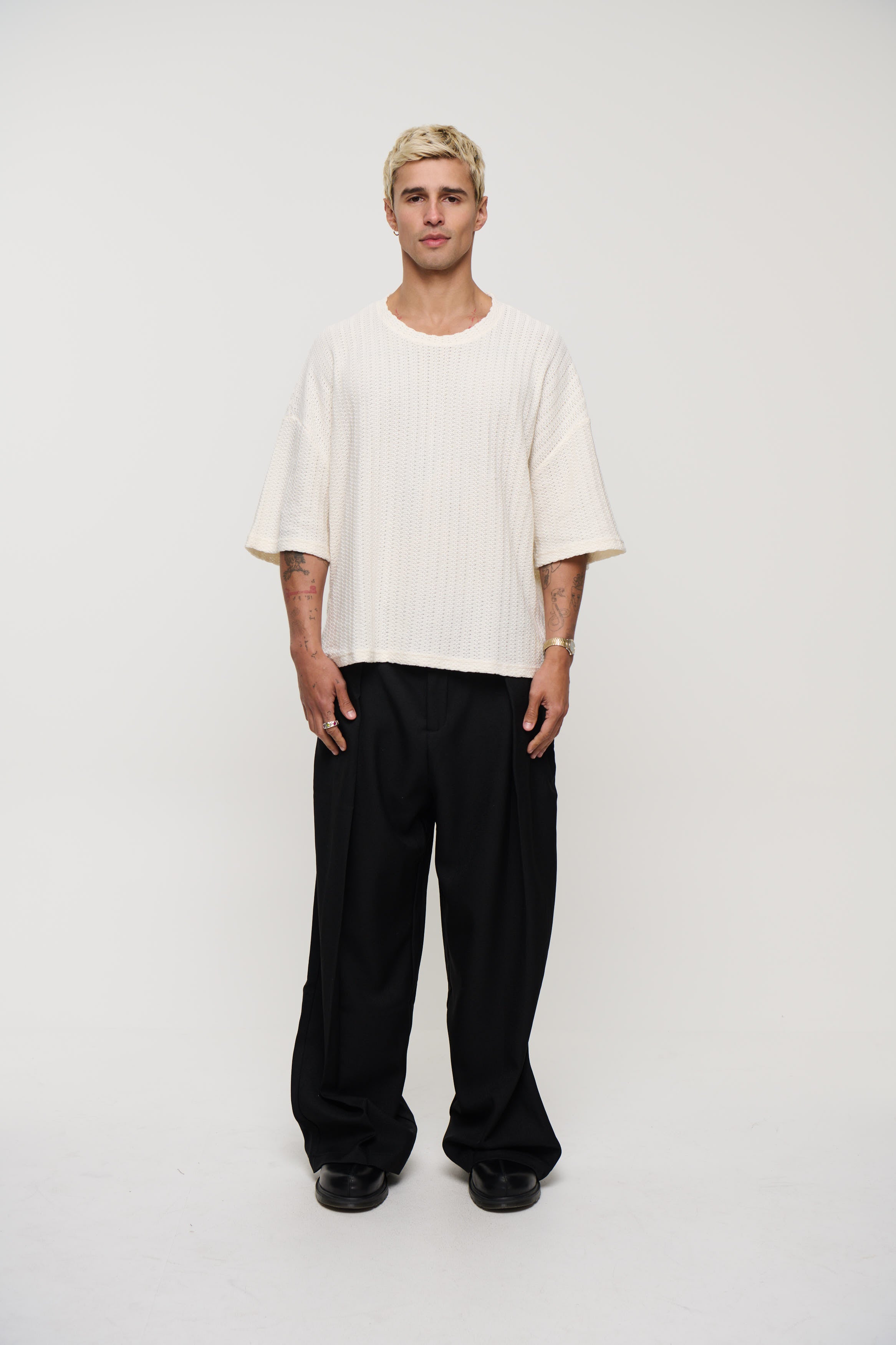 Vinnie Two Thread Stitch Tee White