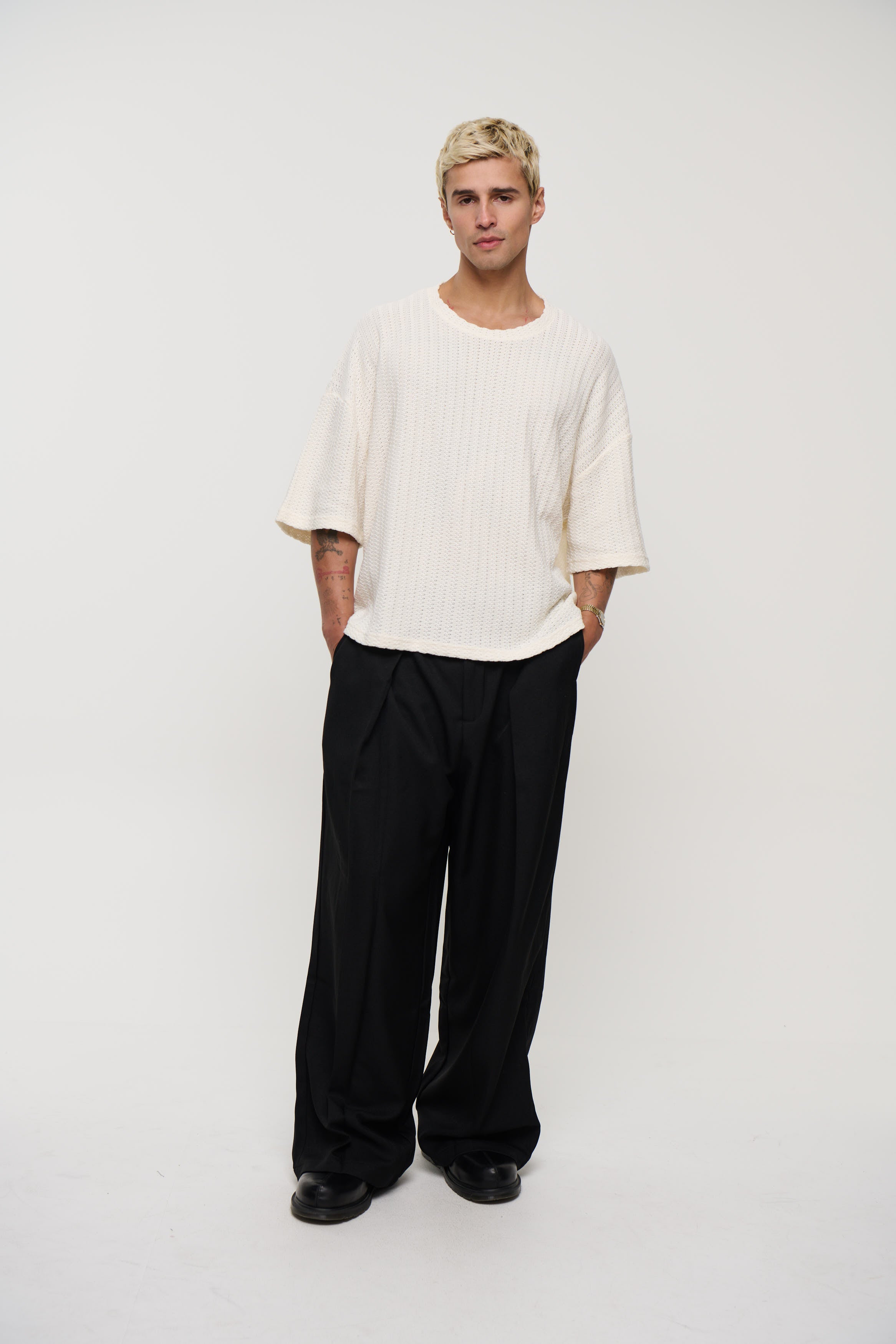 Vinnie Two Thread Stitch Tee White