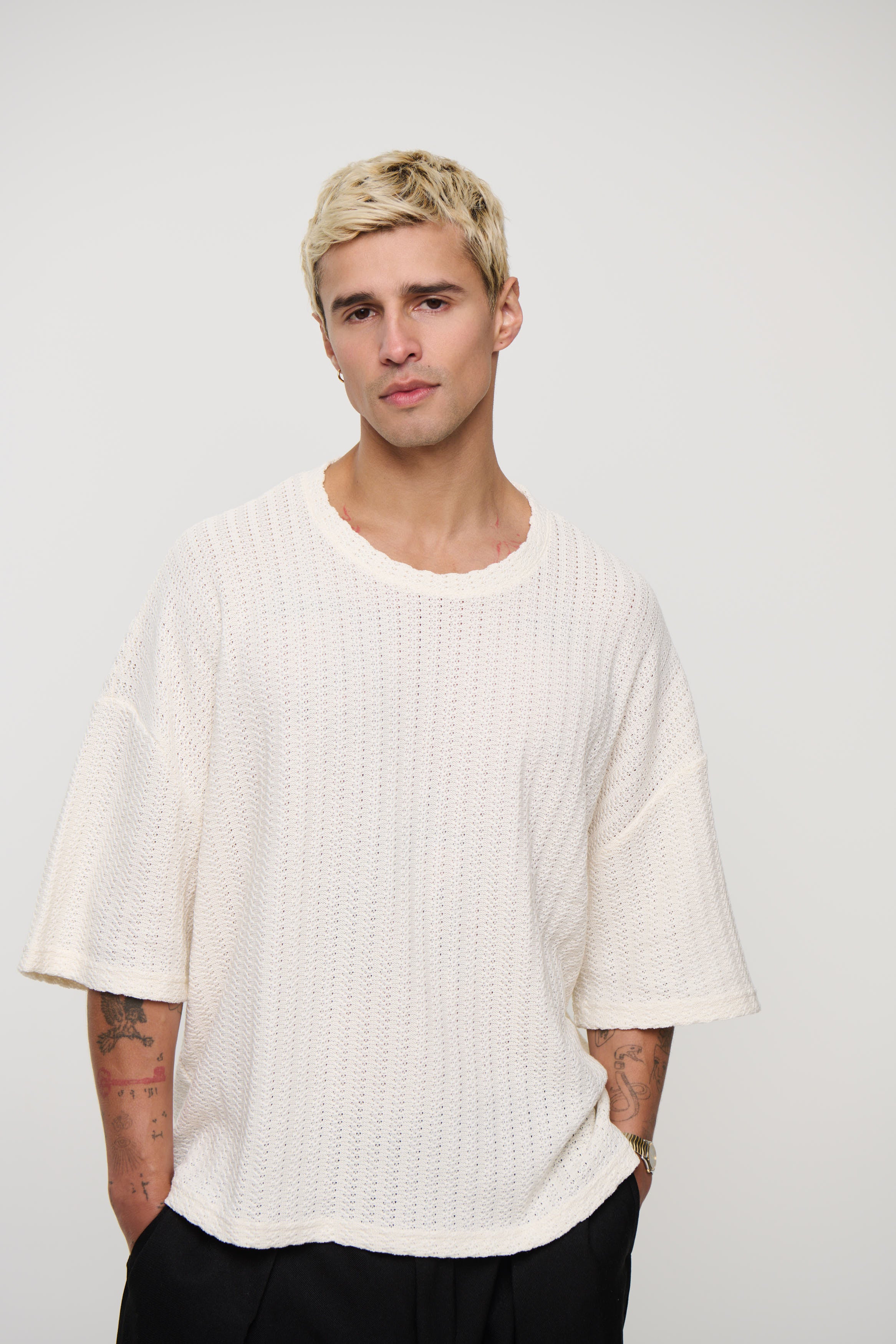 Vinnie Two Thread Stitch Tee White