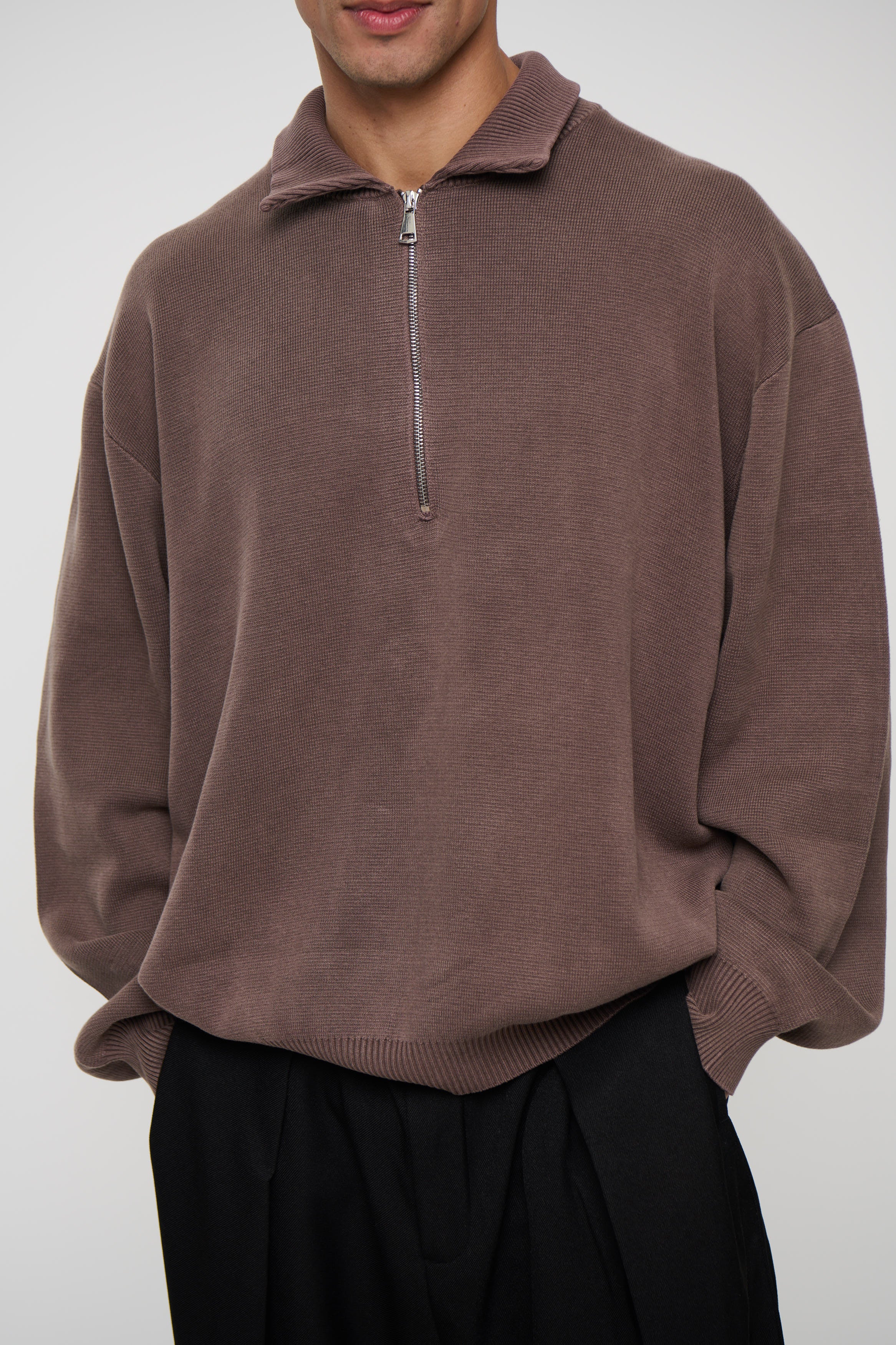 Calin Zip Up Knit Choc