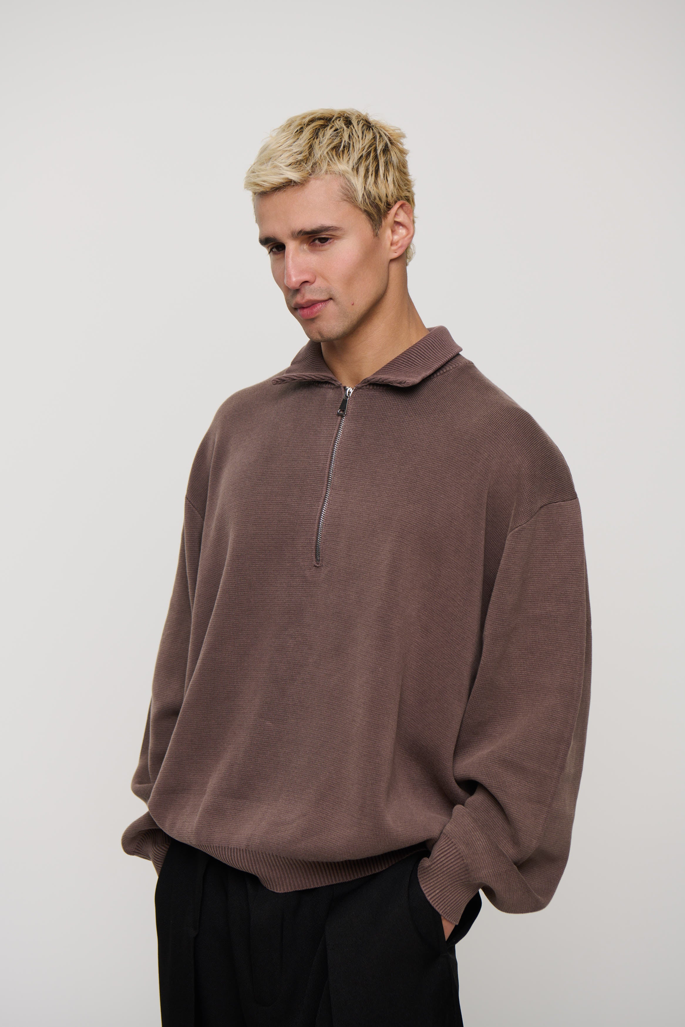 Calin Zip Up Knit Choc