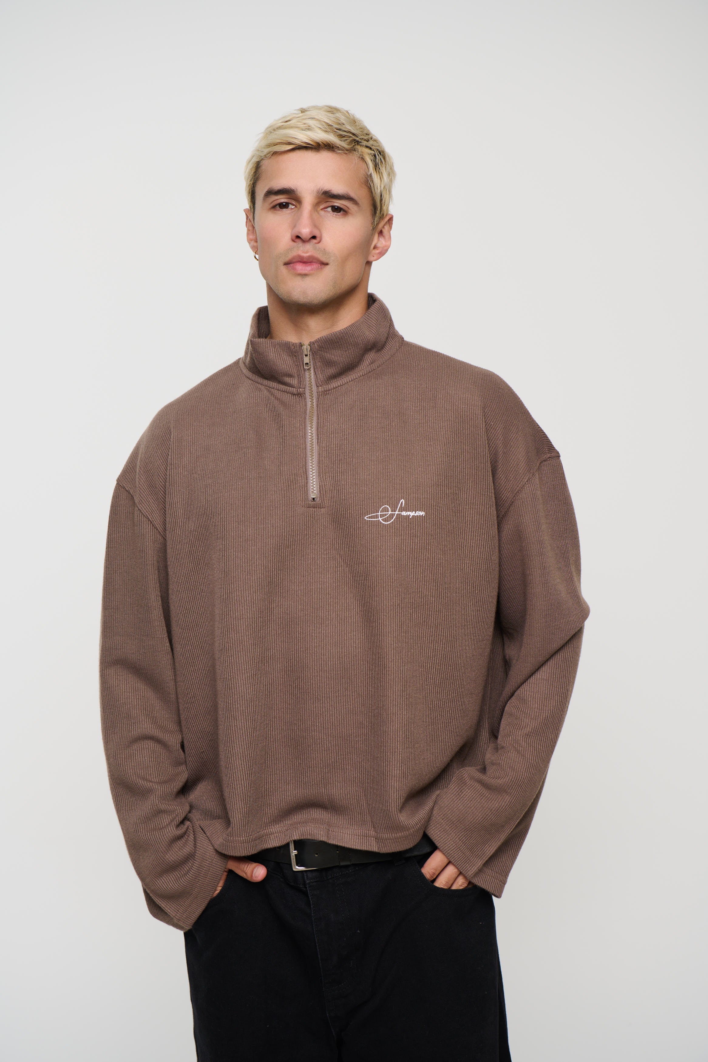 Sampson Half Zip Sweater Choc