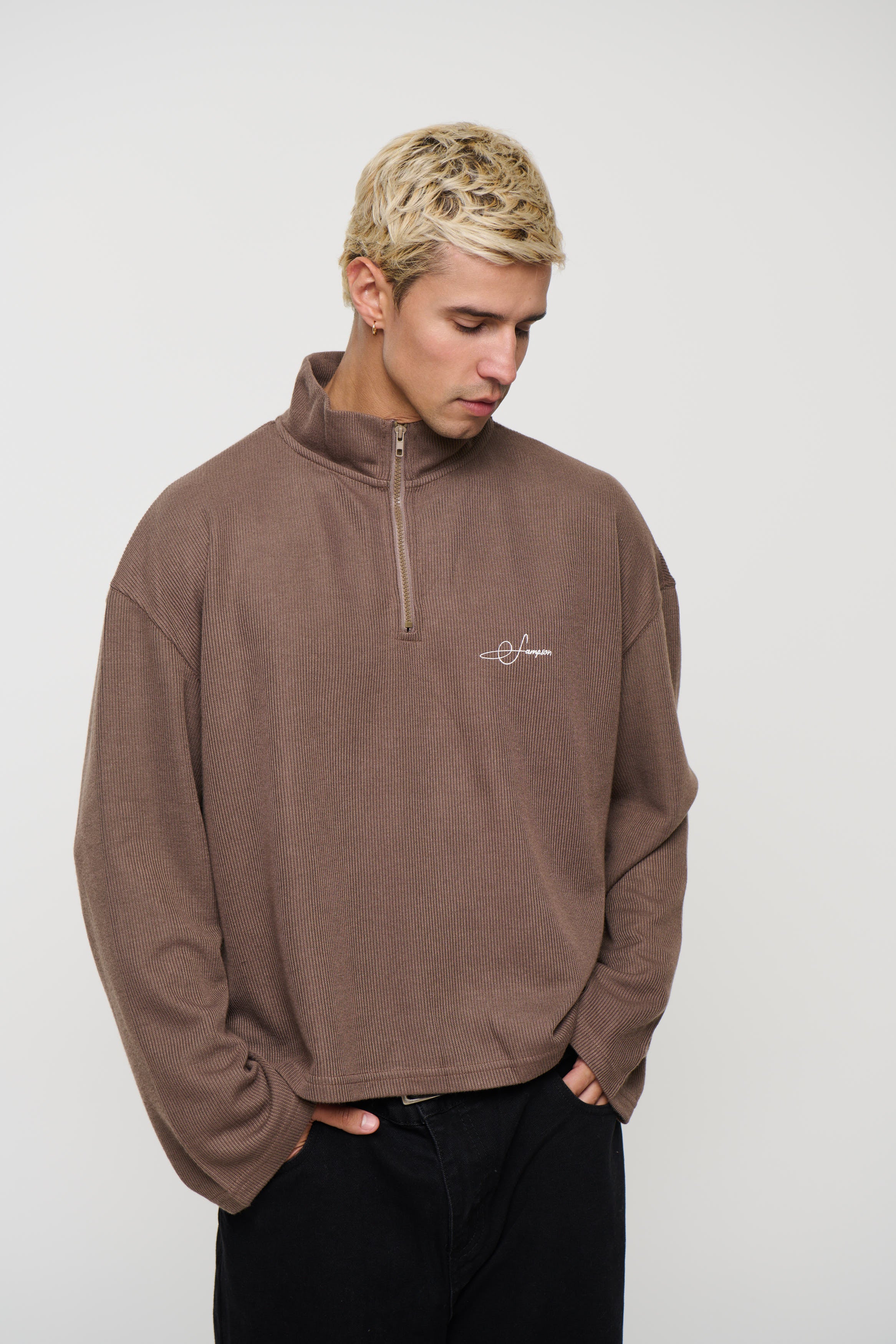 Sampson Half Zip Sweater Choc