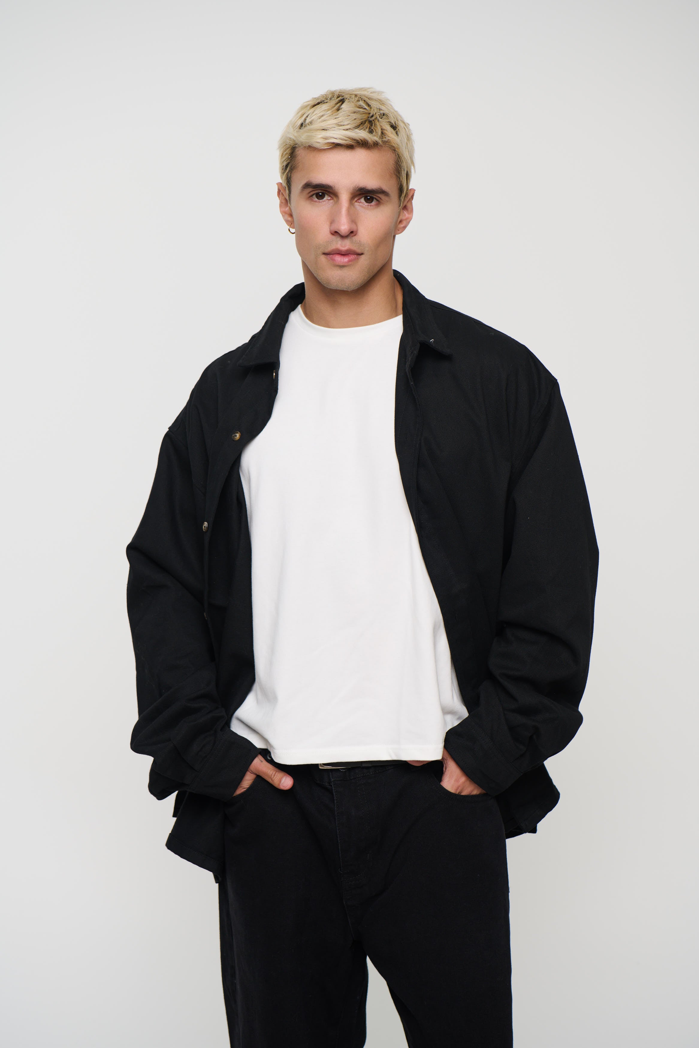 Phillip Washed Cotton Overshirt Black