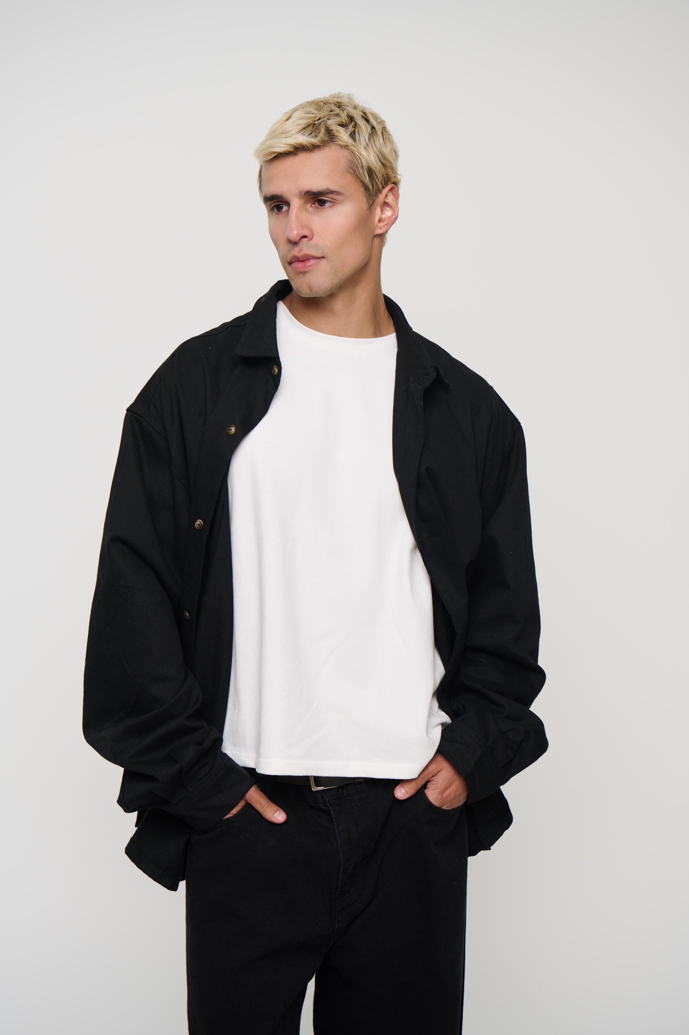 Phillip Washed Cotton Overshirt Black