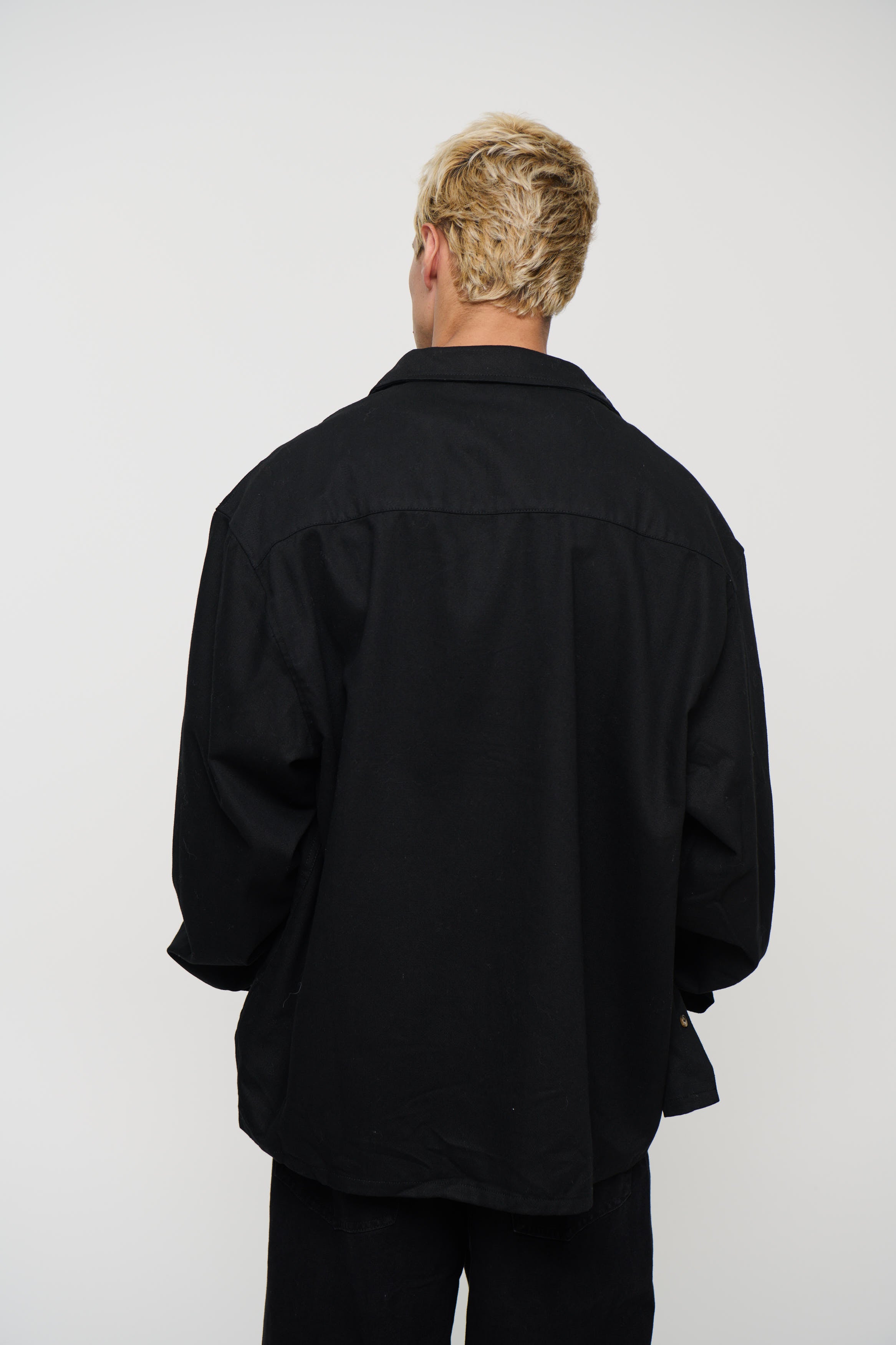 Phillip Washed Cotton Overshirt Black