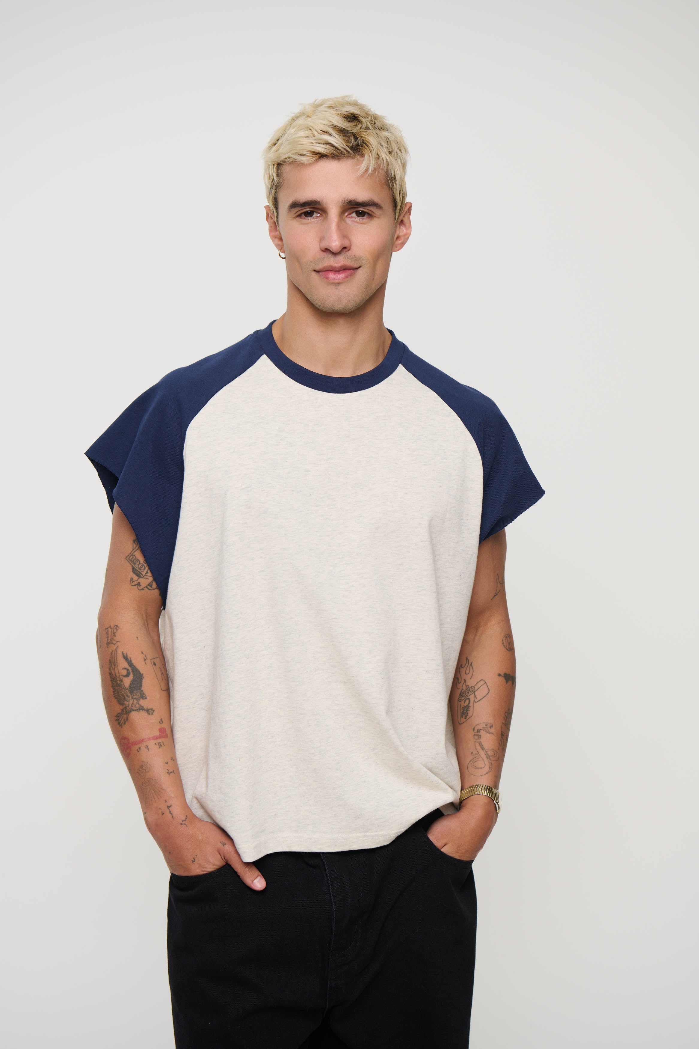 Raglan Crop Box Tank Navy