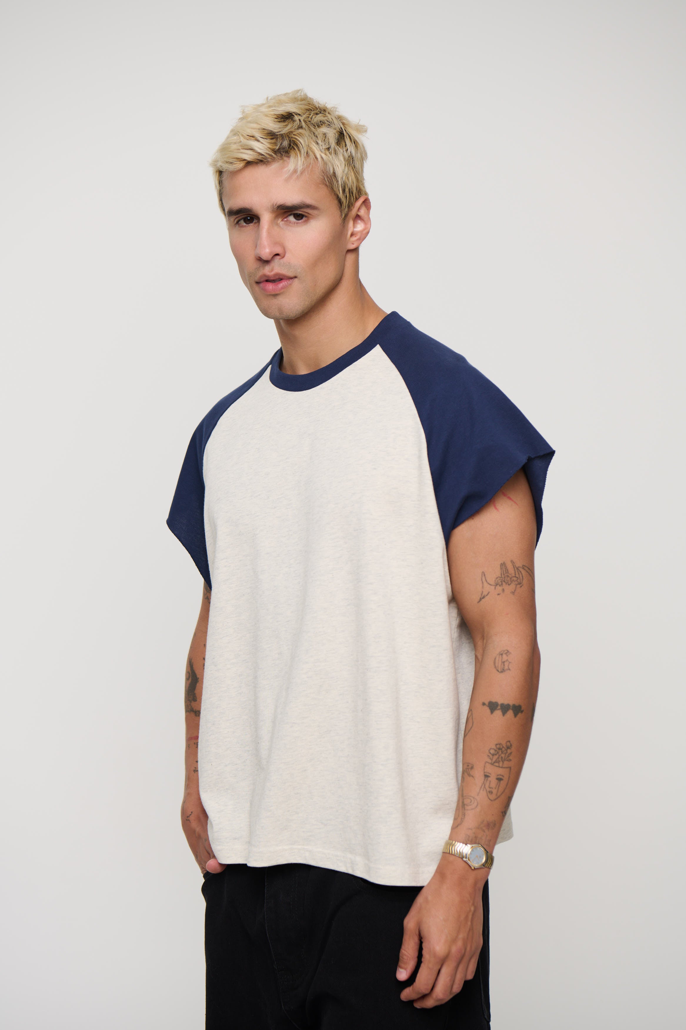 Raglan Crop Box Tank Navy