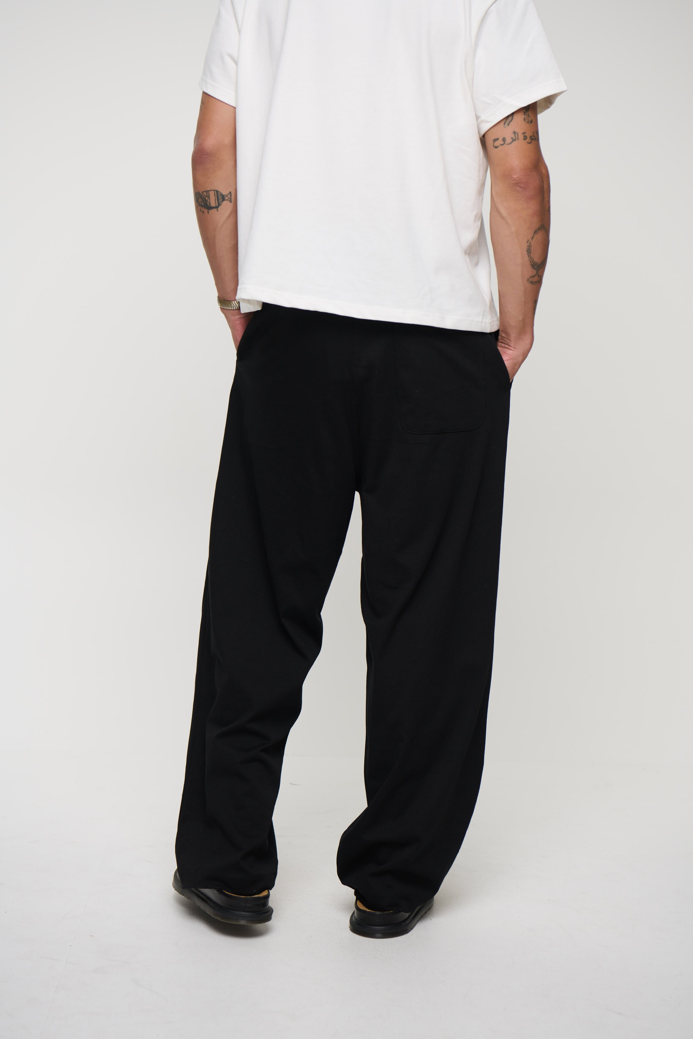 Relaxed Tailored Cotton Suit Pant Black
