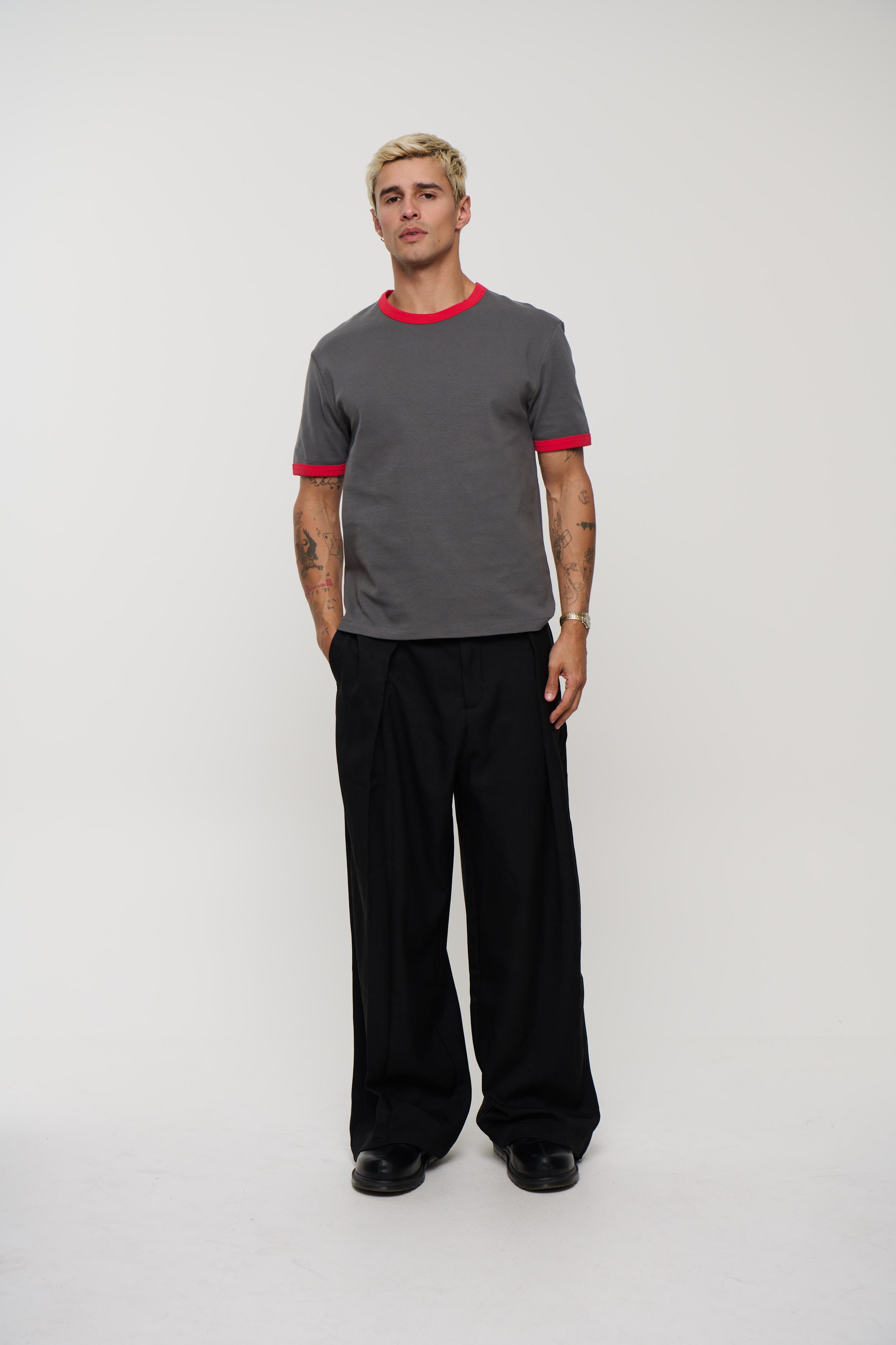 Charlie Ringer Tee Dark Grey