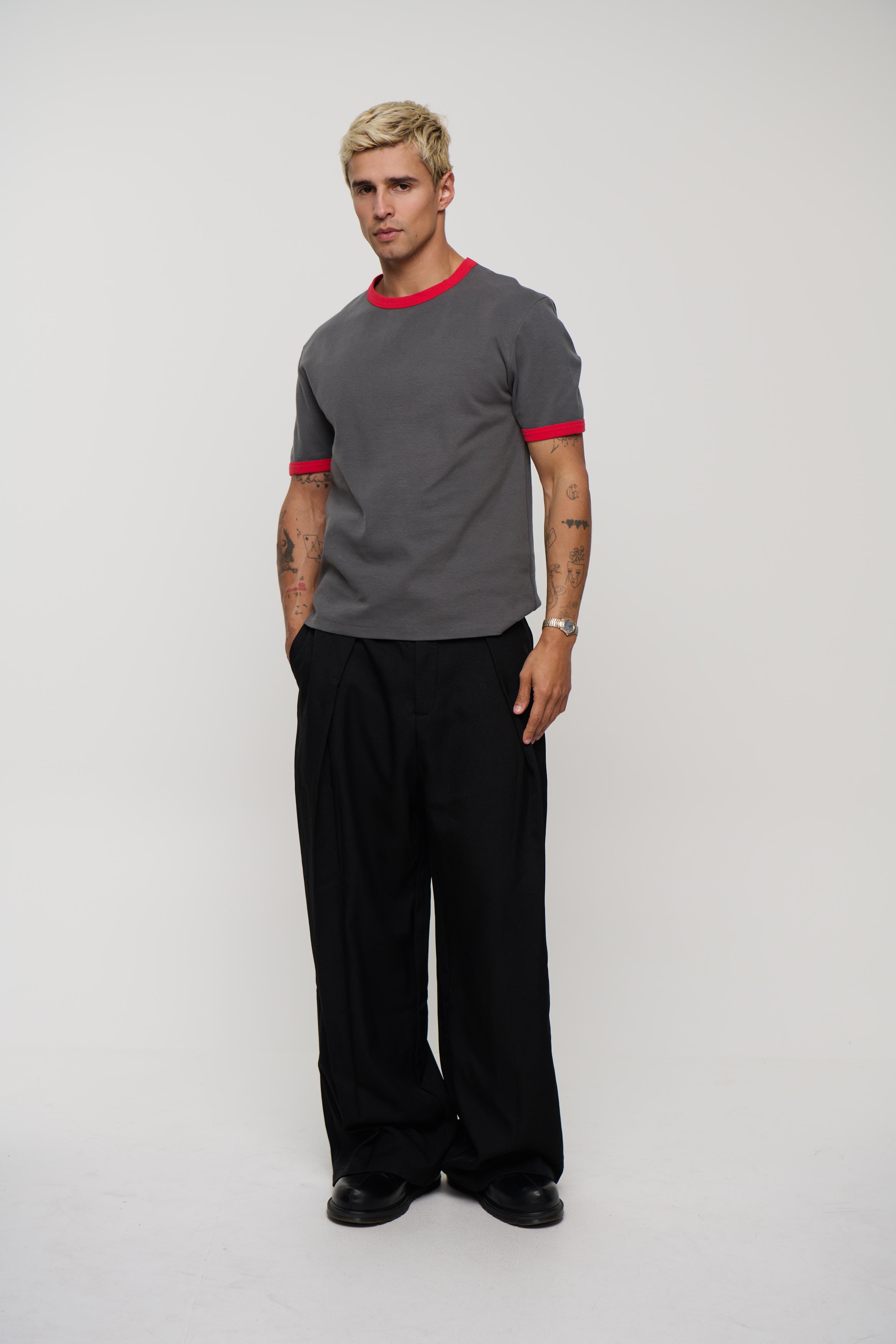 Charlie Ringer Tee Dark Grey