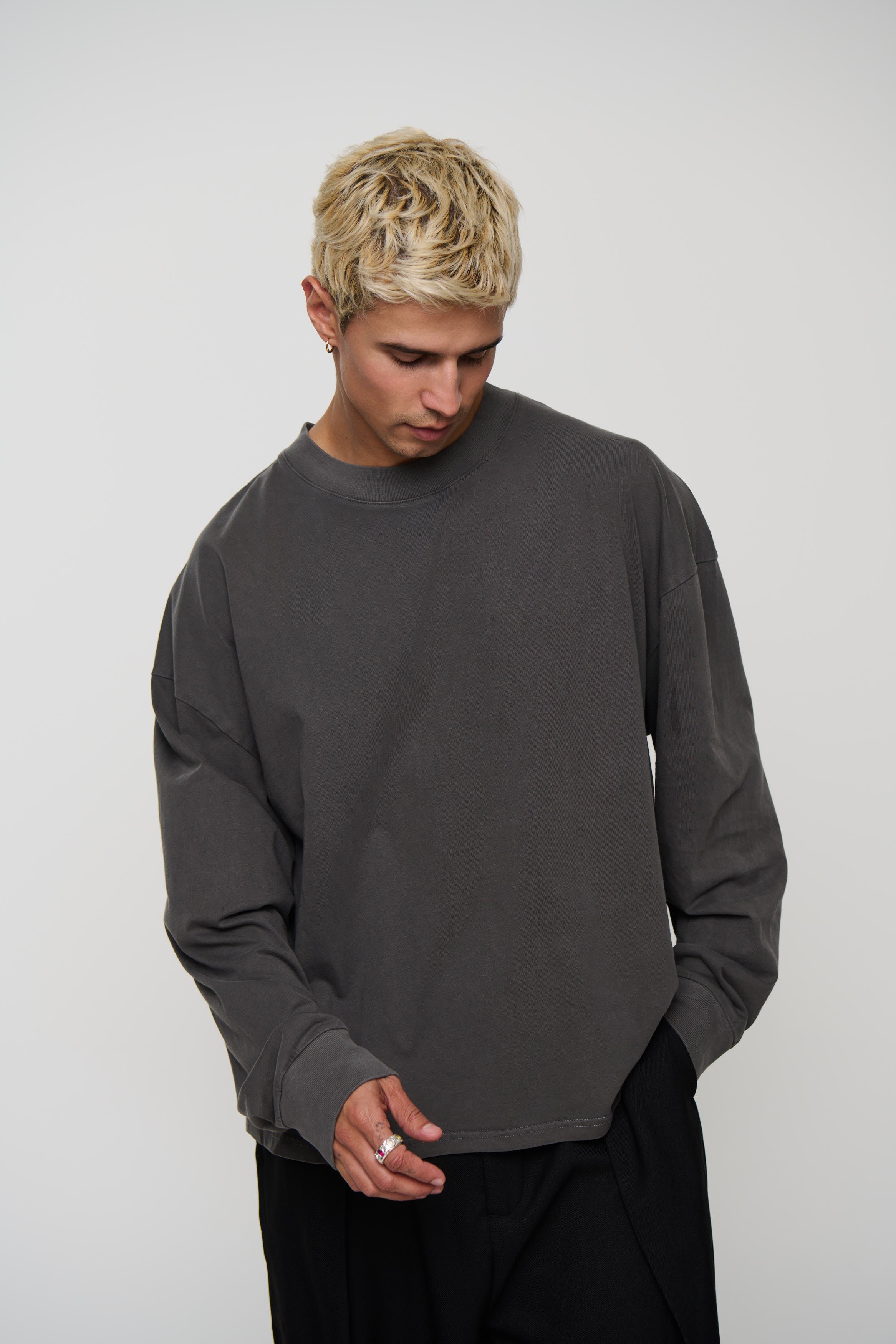 Cotton Long Sleeve Charcoal