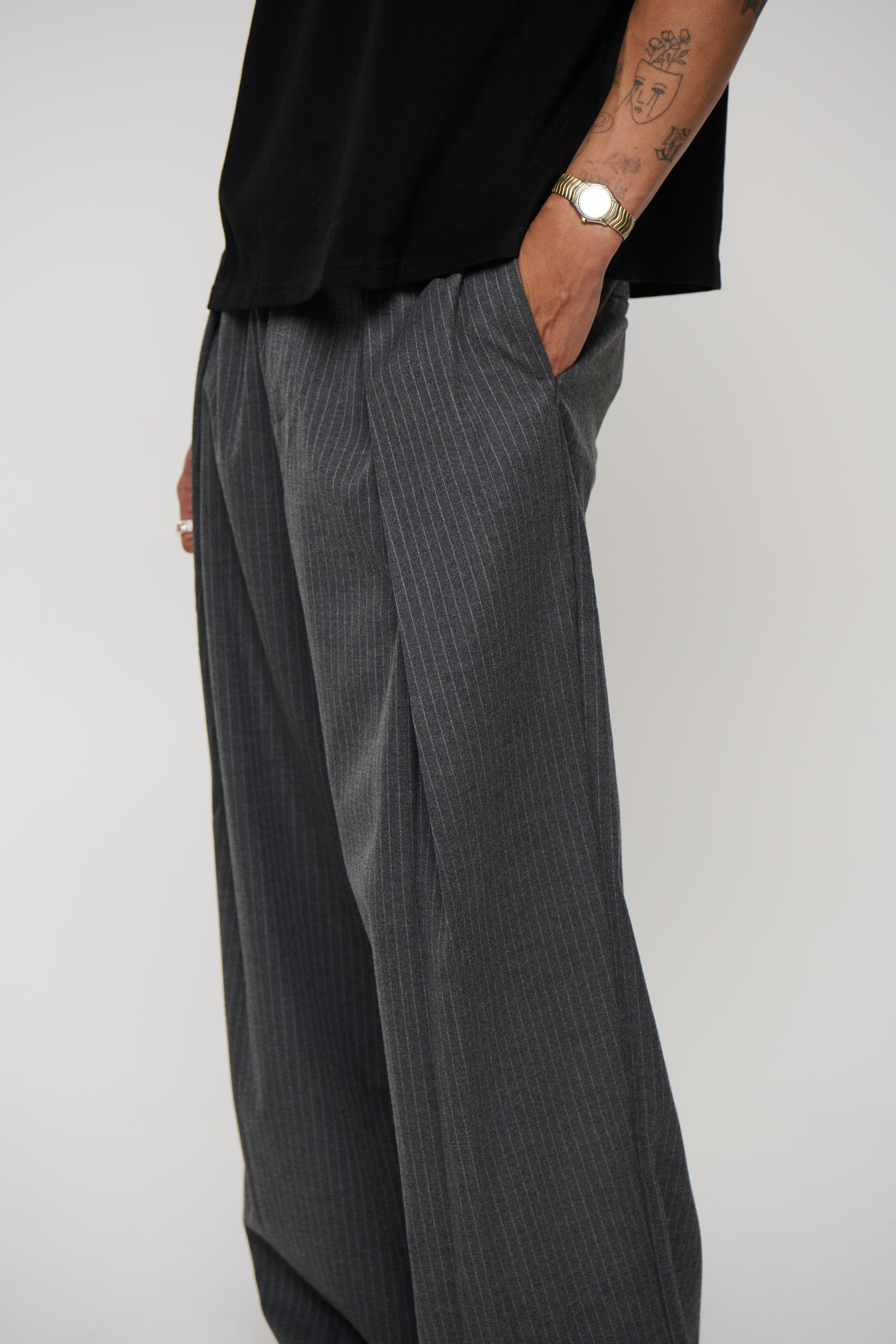 Josh Baggy Pant Grey Pinstripe