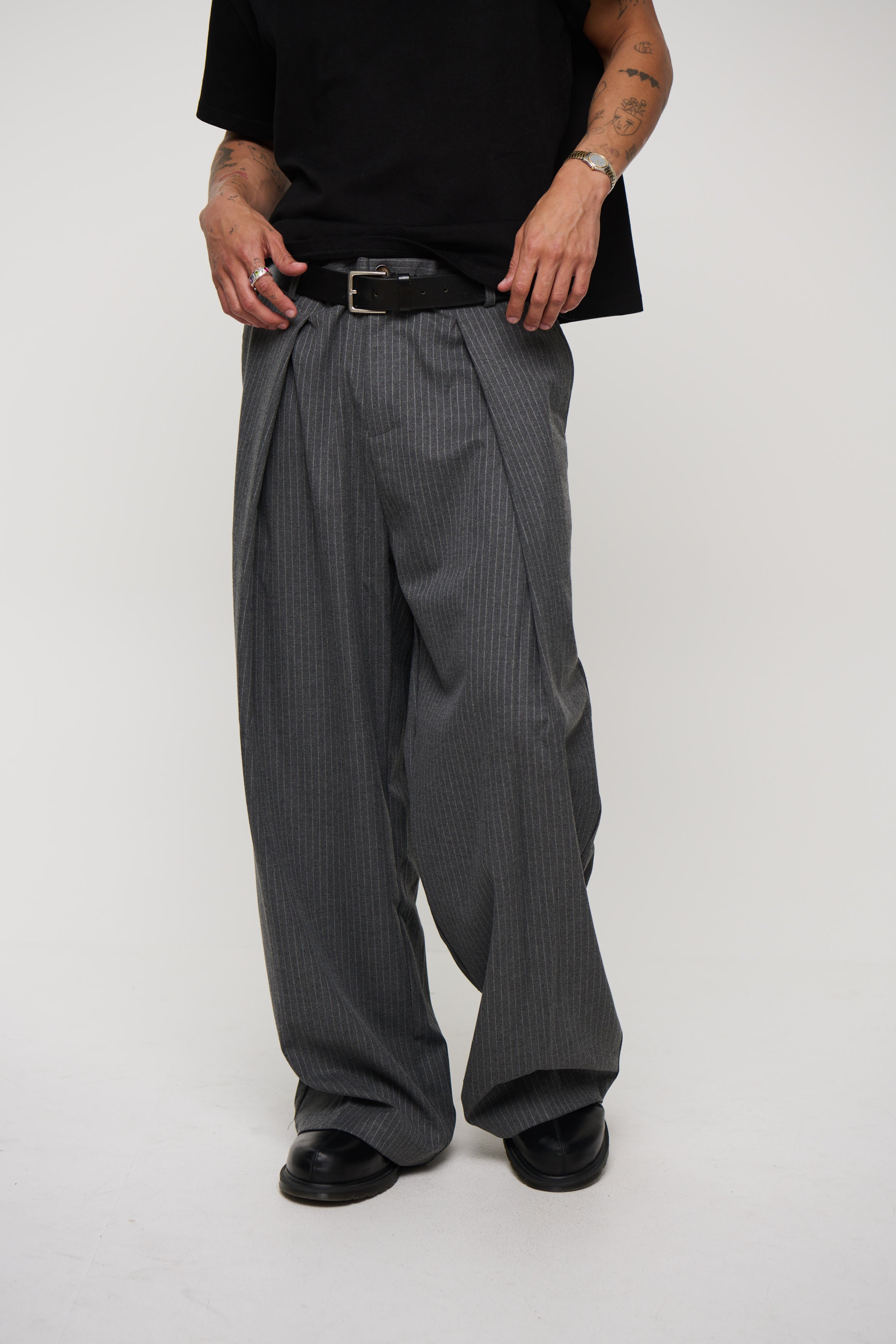 Josh Baggy Pant Grey Pinstripe