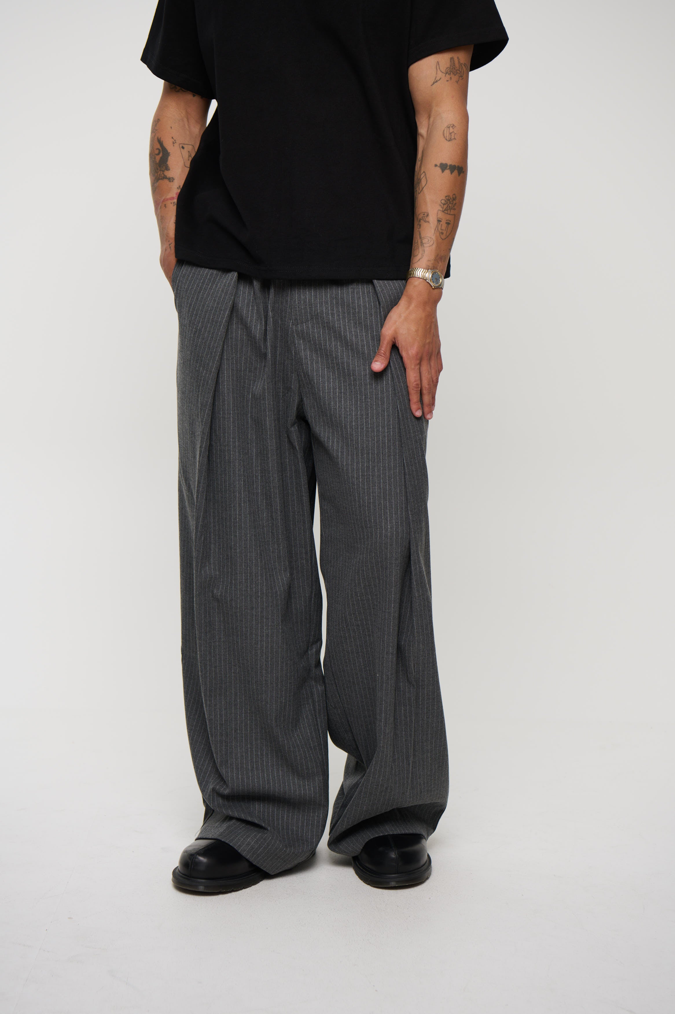 Josh Baggy Pant Grey Pinstripe