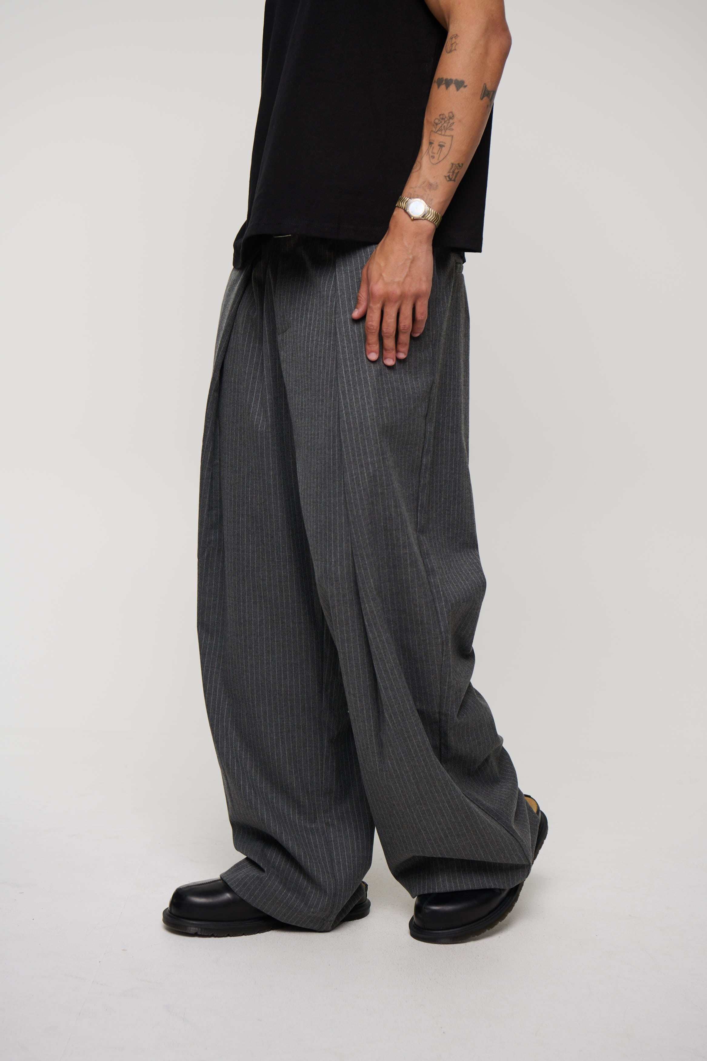 Josh Baggy Pant Grey Pinstripe