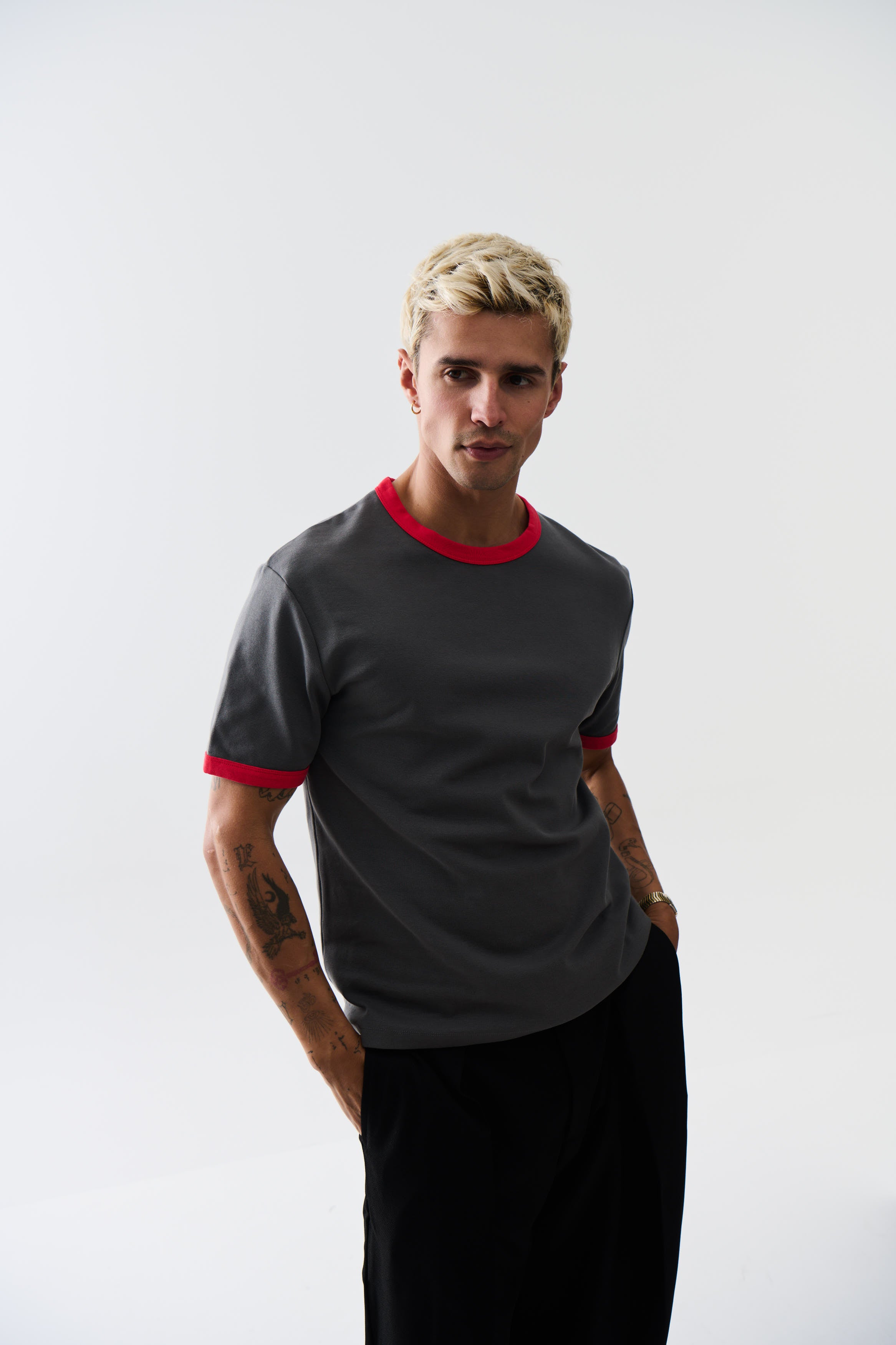 Charlie Ringer Tee Dark Grey