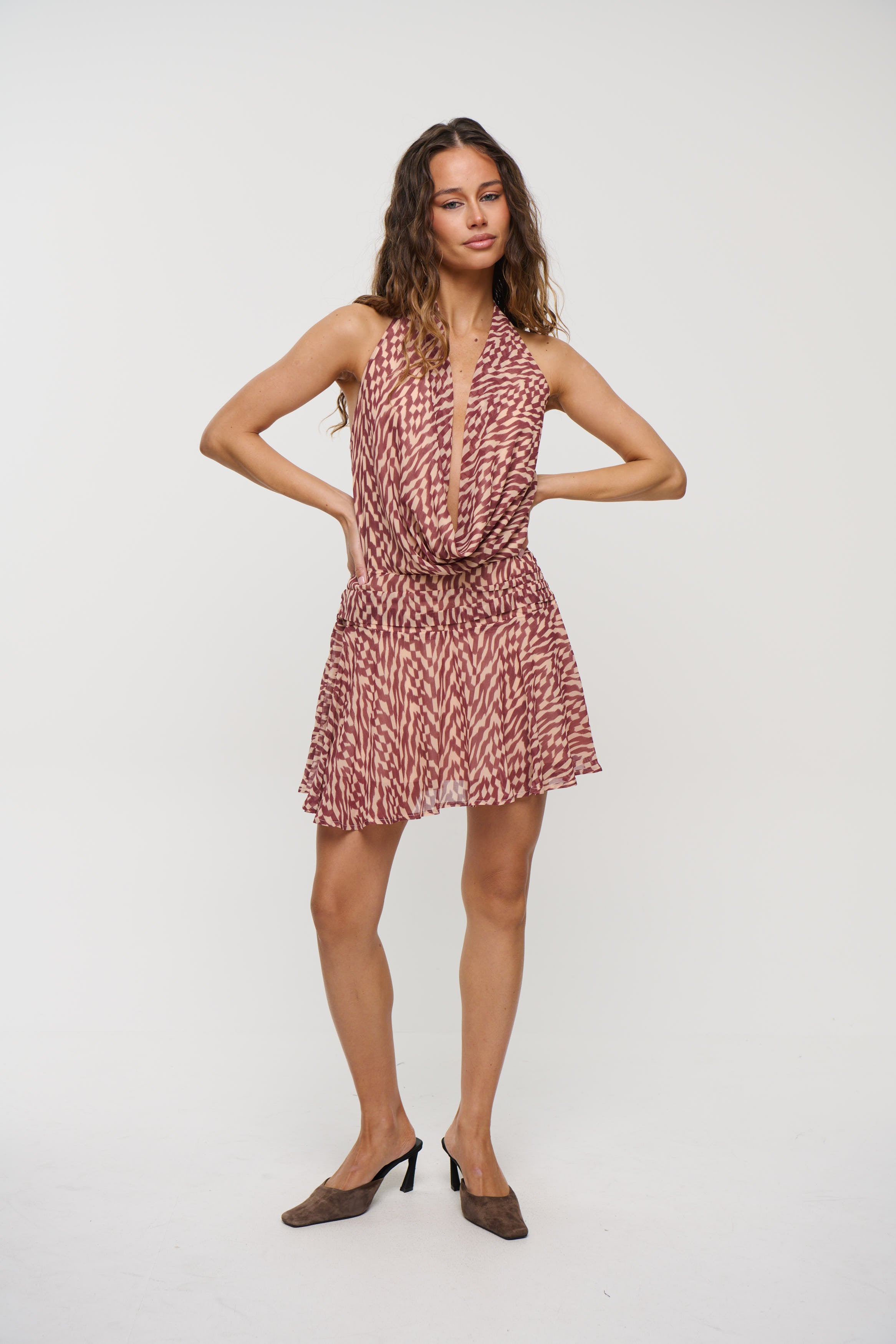 Aurelia Mini Dress Brown Print
