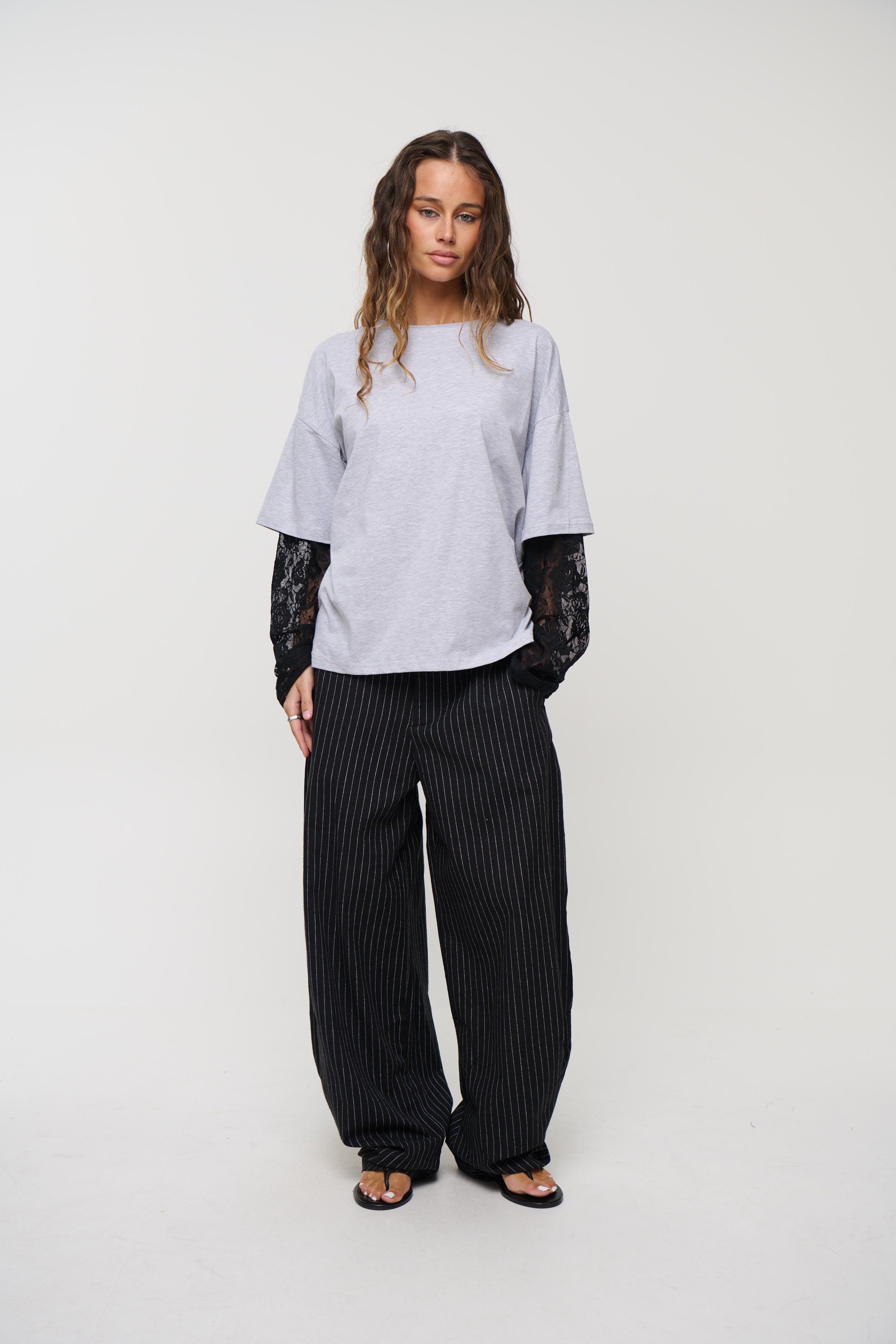 Romley Pinstripe Pant Black