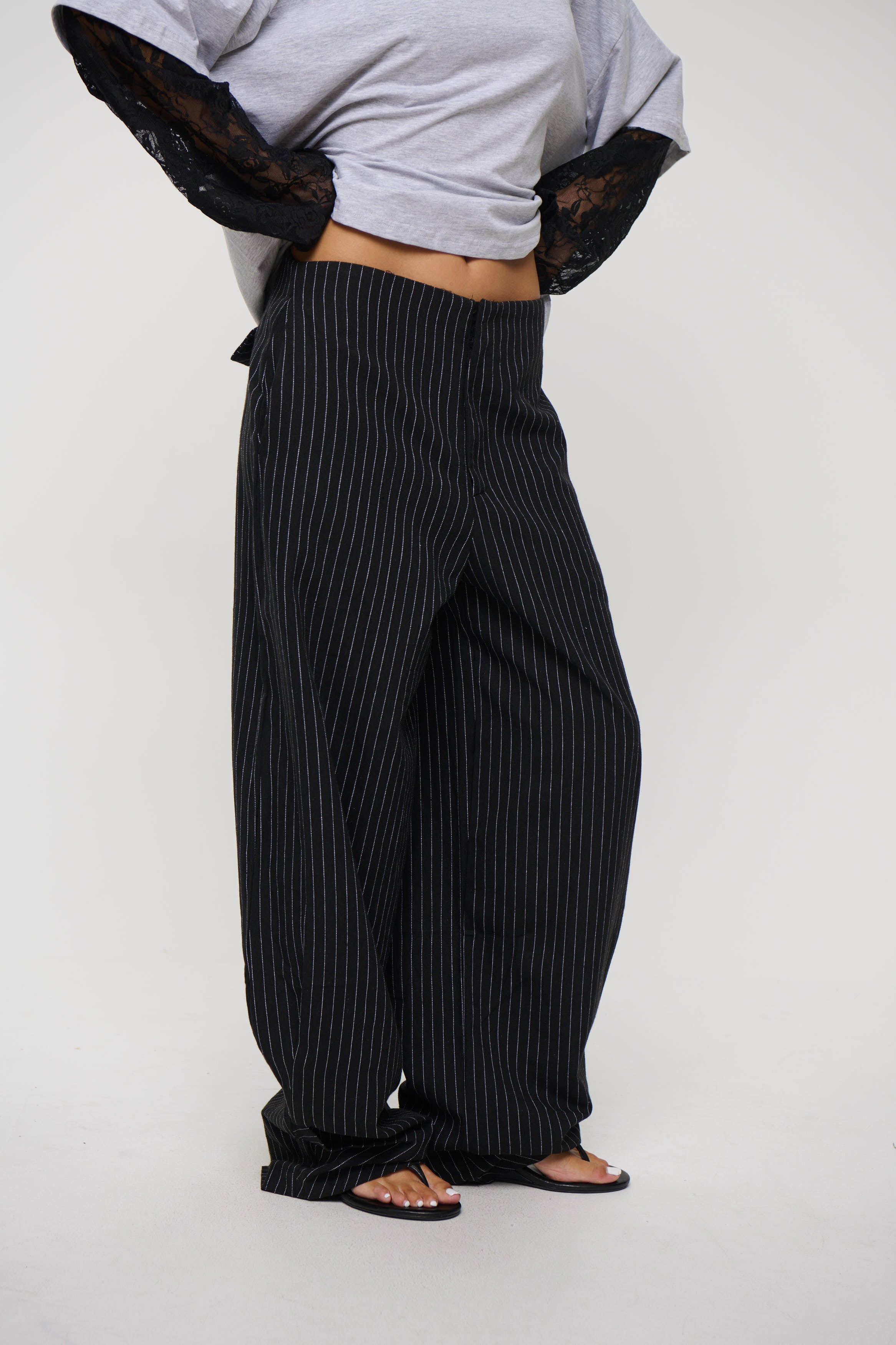 Romley Pinstripe Pant Black
