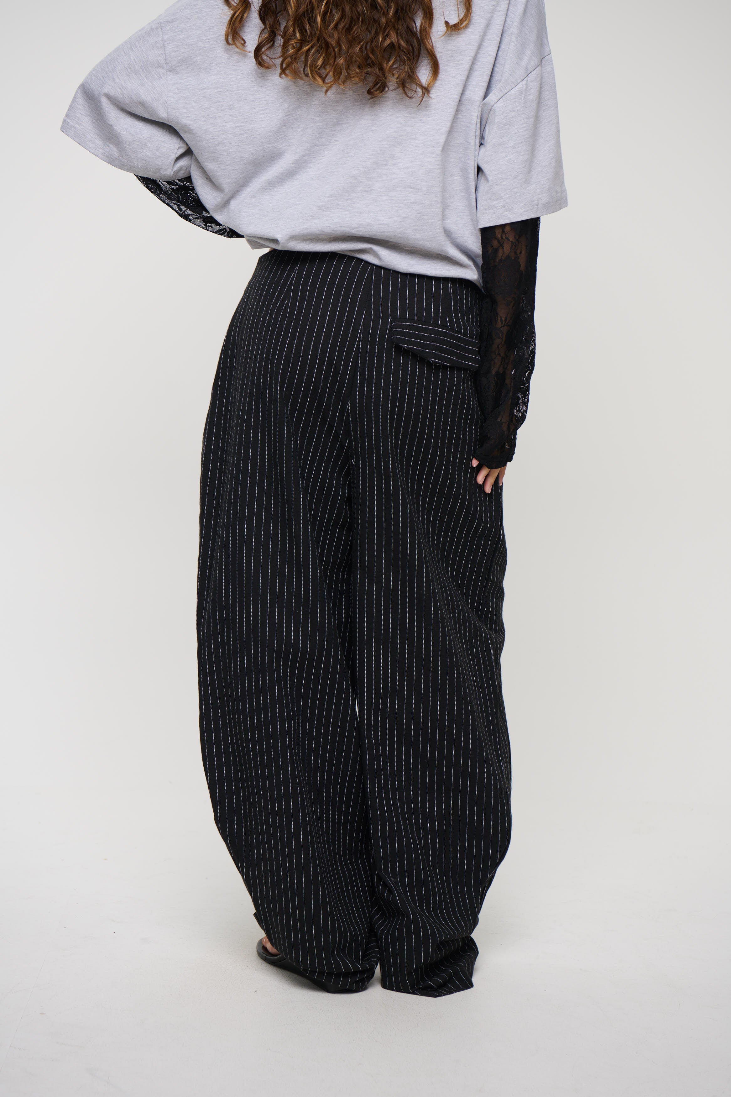 Romley Pinstripe Pant Black