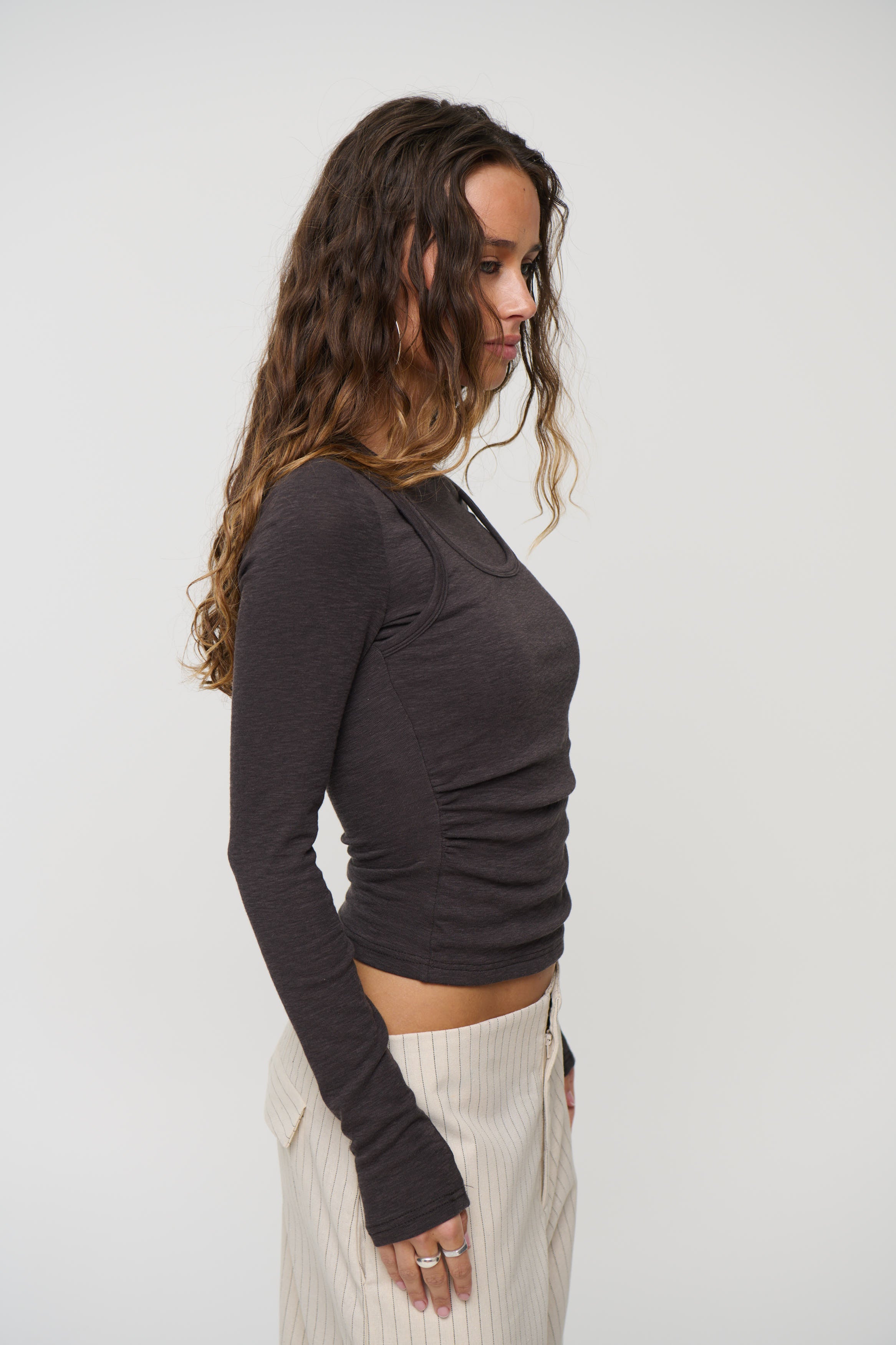 Cristina Layered Long Sleeve Dark Grey