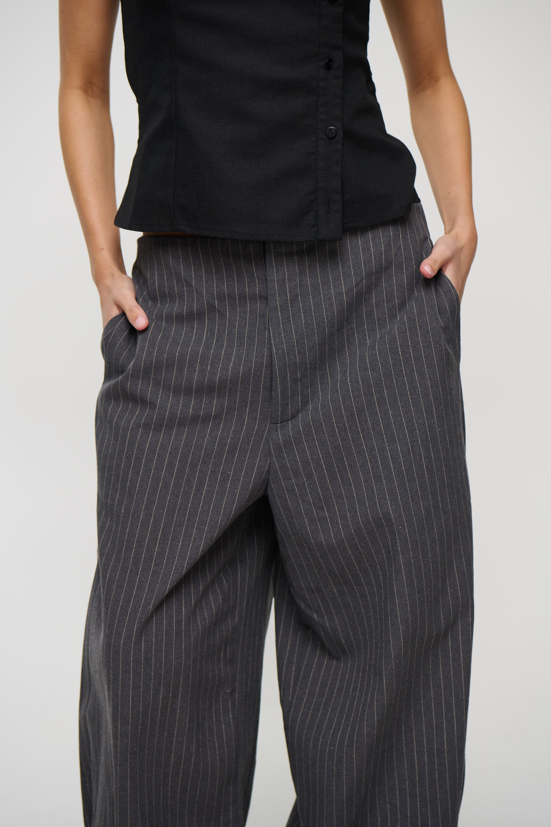 Romley Pinstripe Pant Charcoal