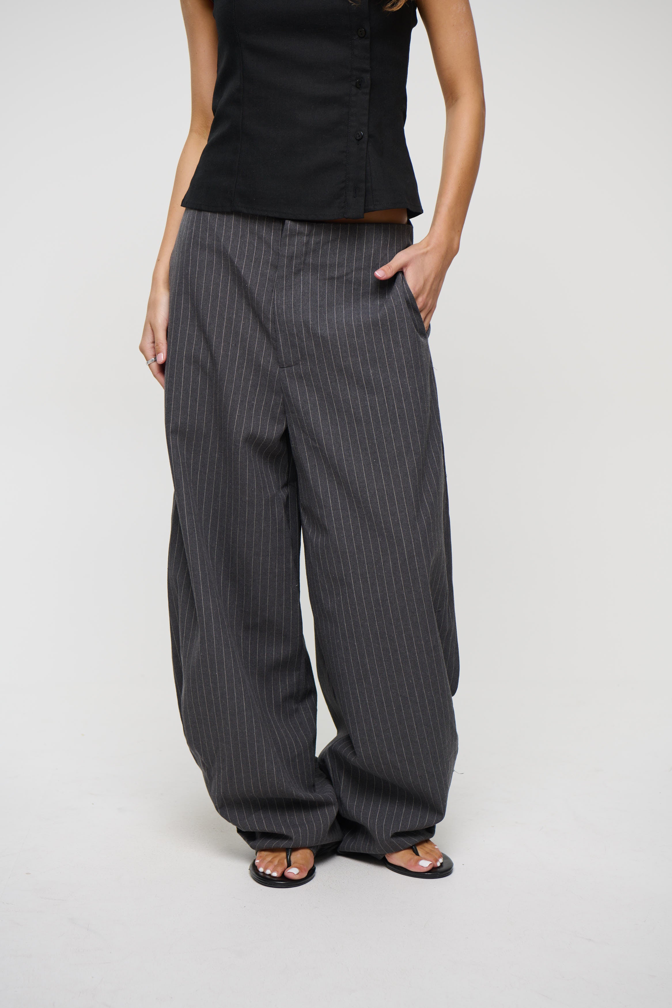 Romley Pinstripe Pant Charcoal