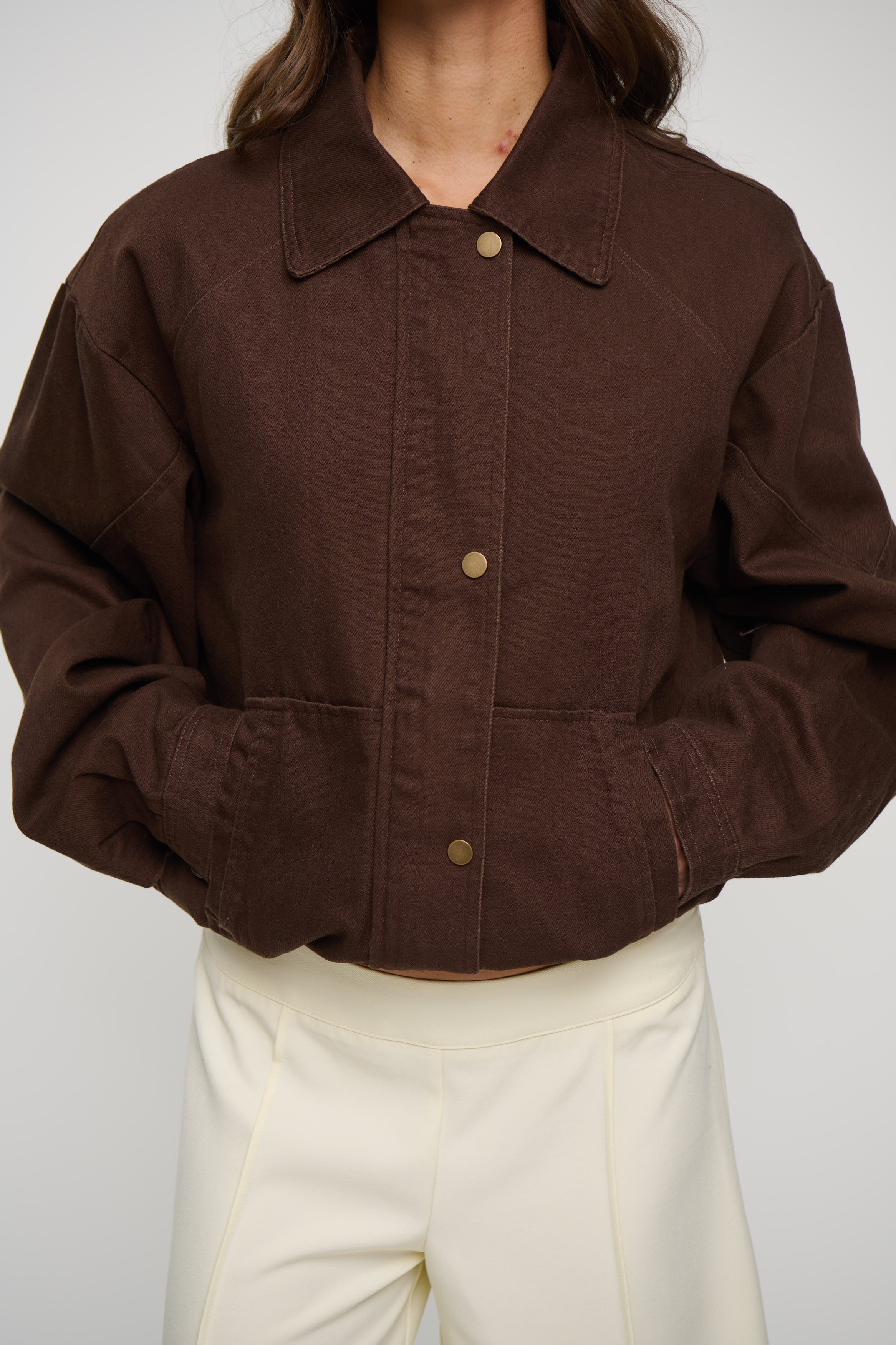 Jorja Denim Bomber Jacket Choc