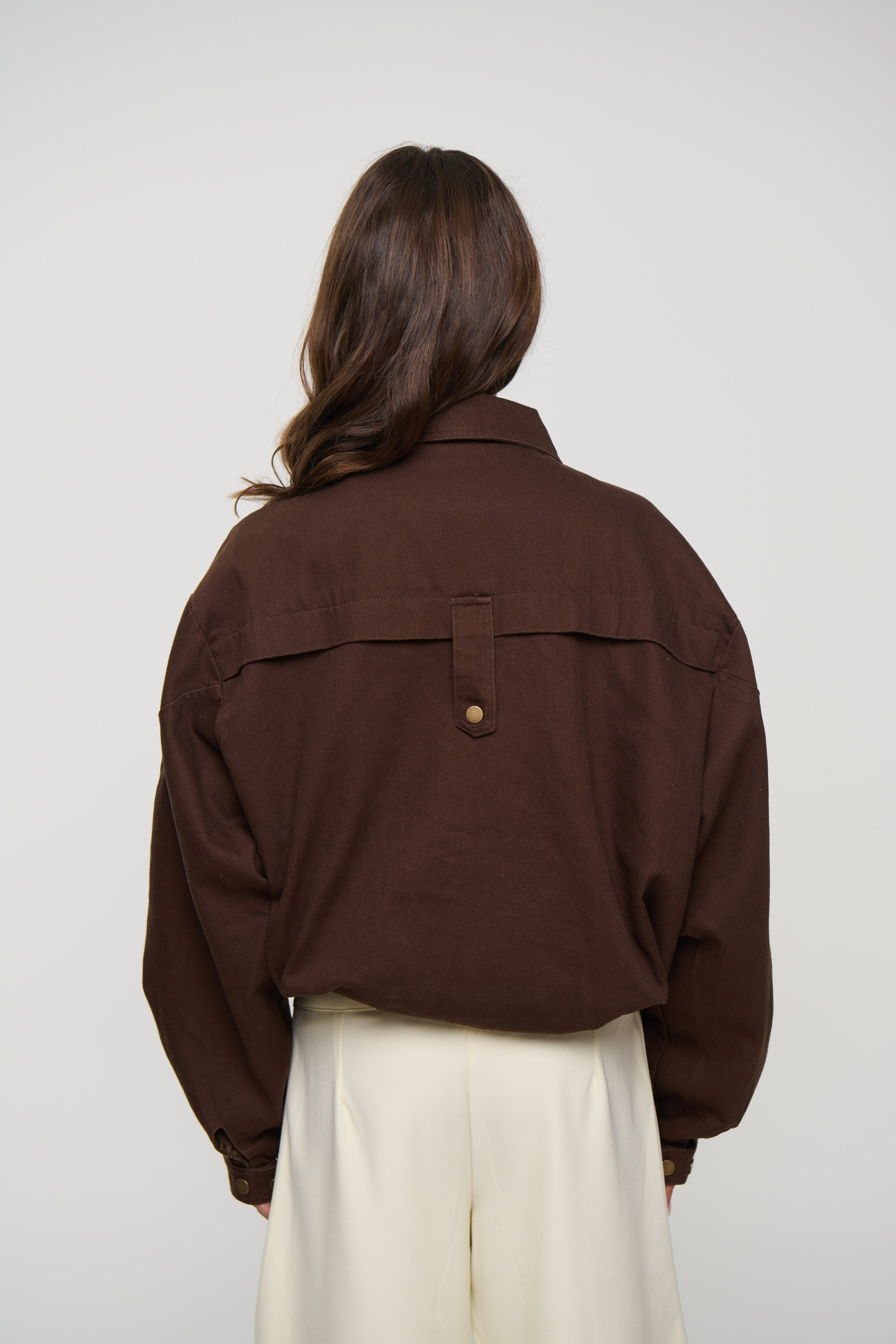 Jorja Denim Bomber Jacket Choc