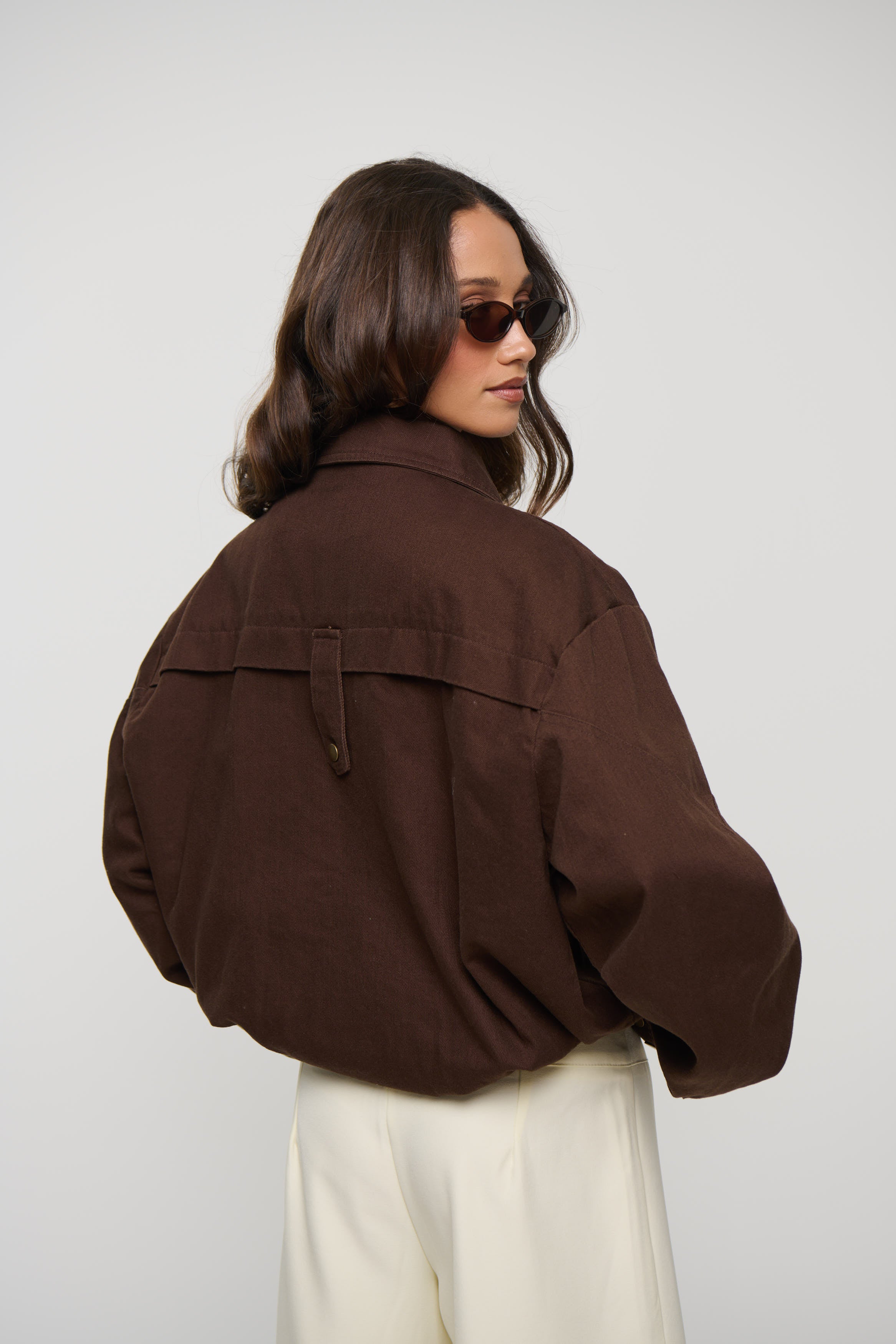 Jorja Denim Bomber Jacket Choc