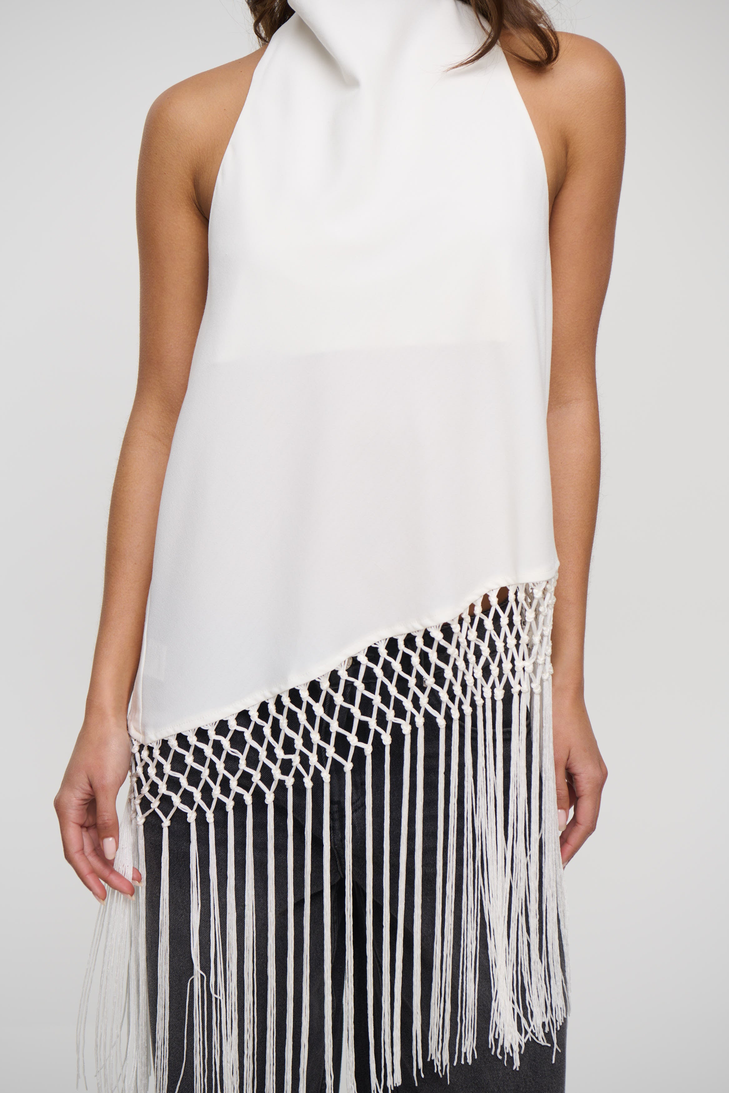 Alicia Fringe Top White