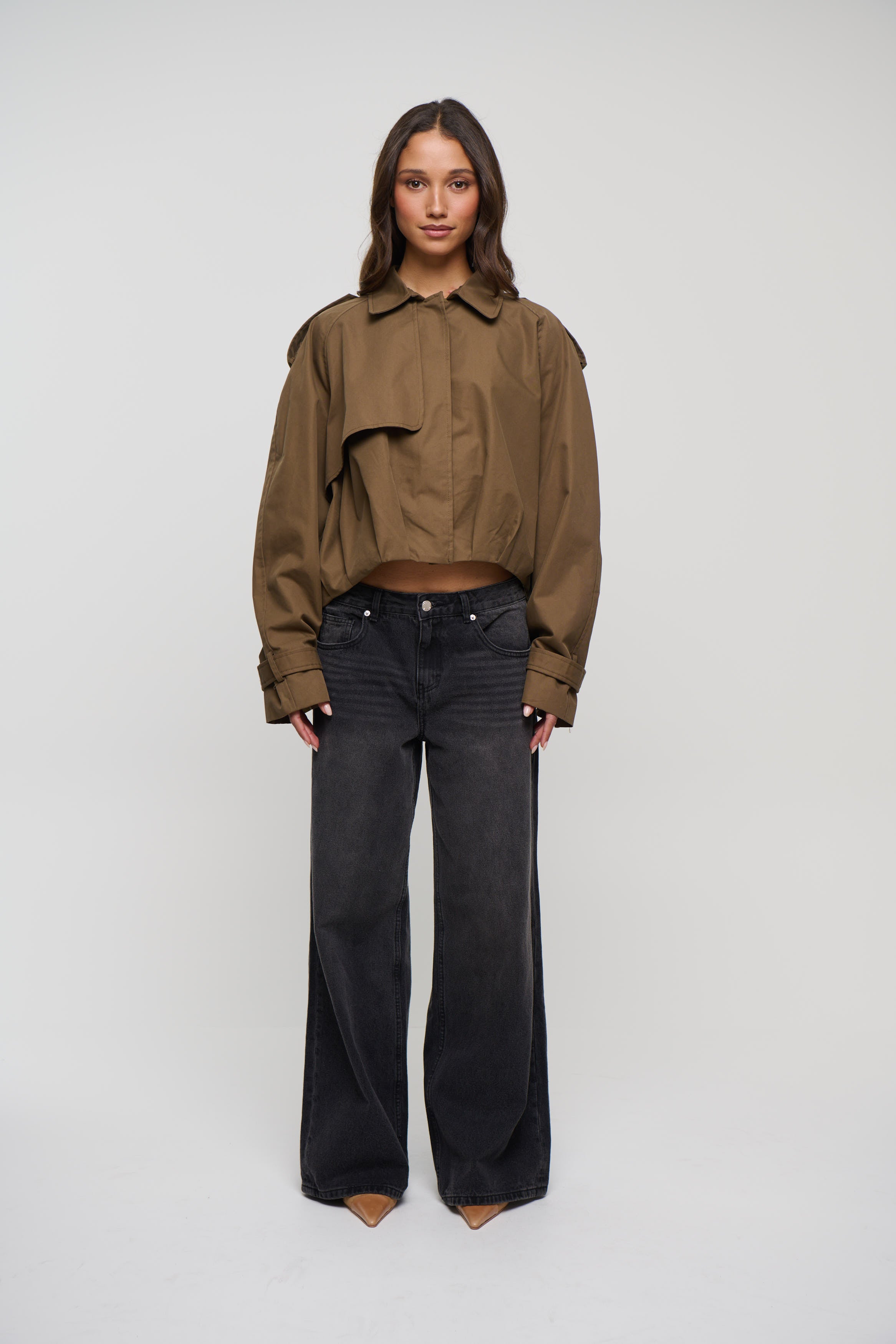Tessa Cropped Trench Mocha